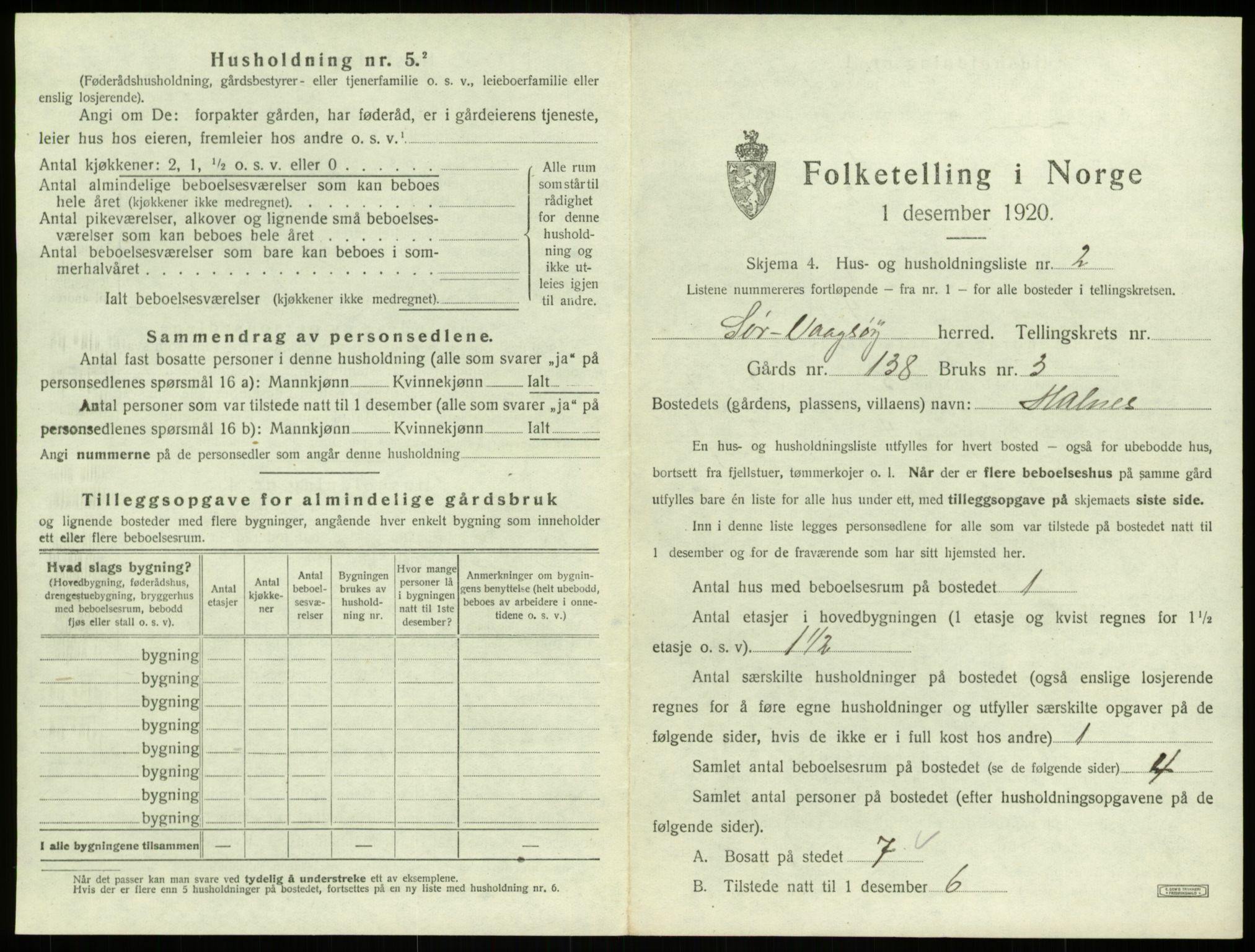 SAB, 1920 census for Sør-Vågsøy, 1920, p. 202