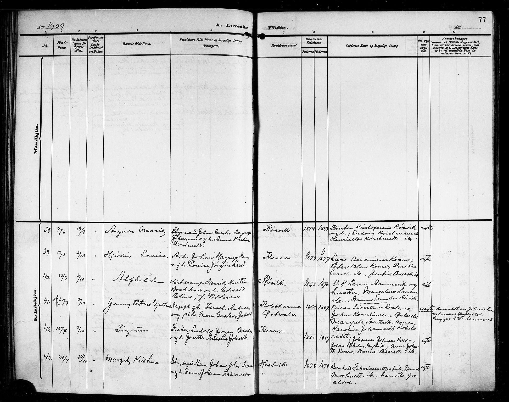 Ministerialprotokoller, klokkerbøker og fødselsregistre - Nordland, AV/SAT-A-1459/854/L0786: Parish register (copy) no. 854C02, 1901-1912, p. 77