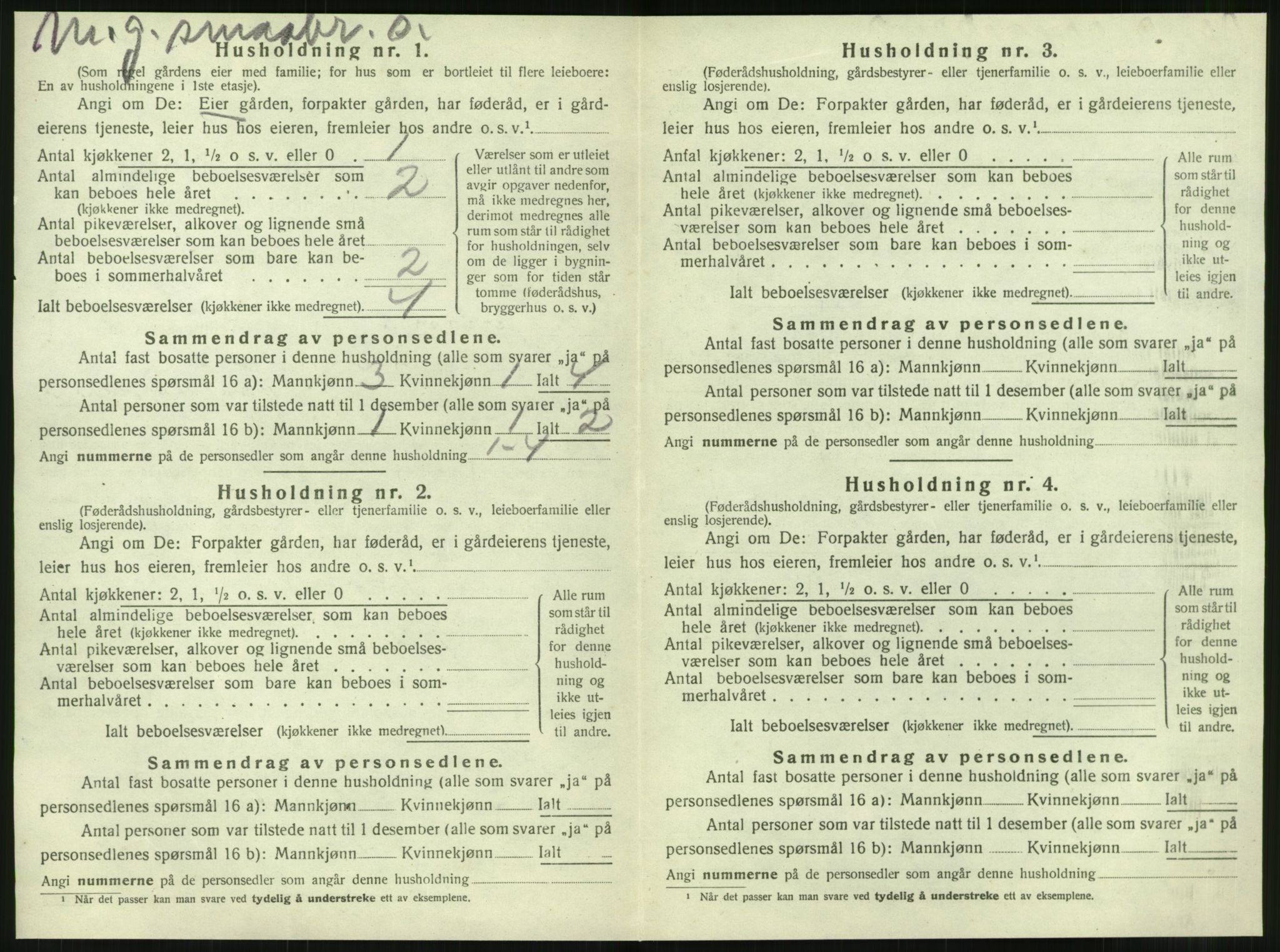 SAT, 1920 census for Tjøtta, 1920, p. 442