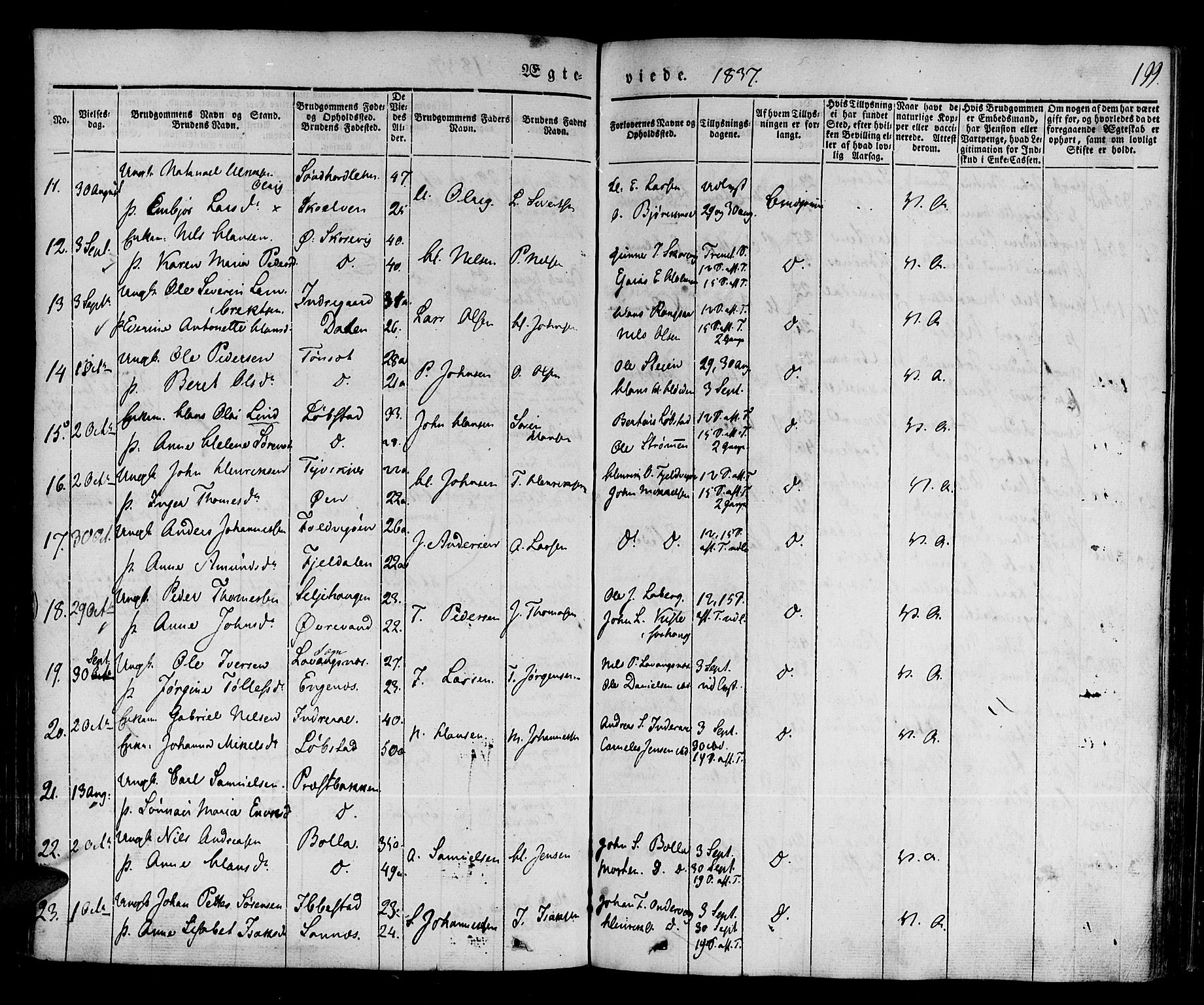 Ibestad sokneprestembete, SATØ/S-0077/H/Ha/Haa/L0006kirke: Parish register (official) no. 6, 1837-1850, p. 199