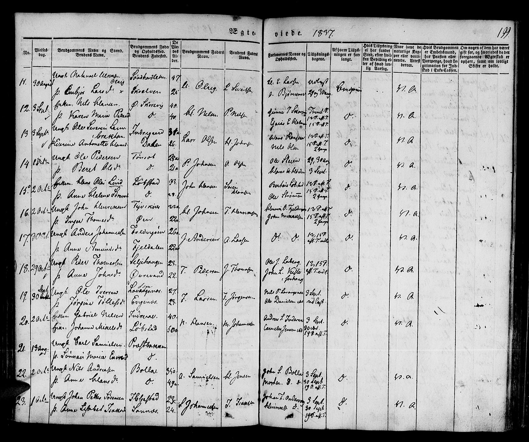 Ibestad sokneprestembete, AV/SATØ-S-0077/H/Ha/Haa/L0006kirke: Parish register (official) no. 6, 1837-1850, p. 199