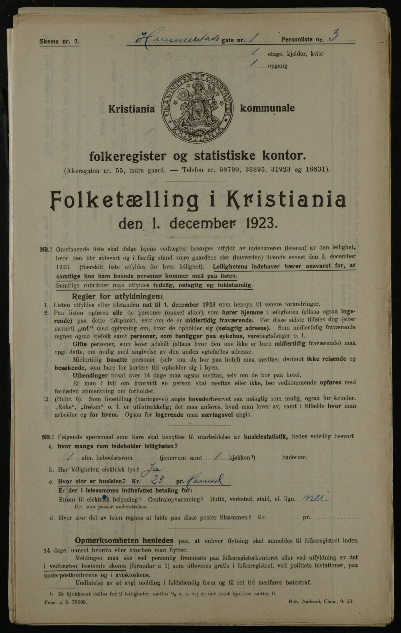 OBA, Municipal Census 1923 for Kristiania, 1923, p. 38646