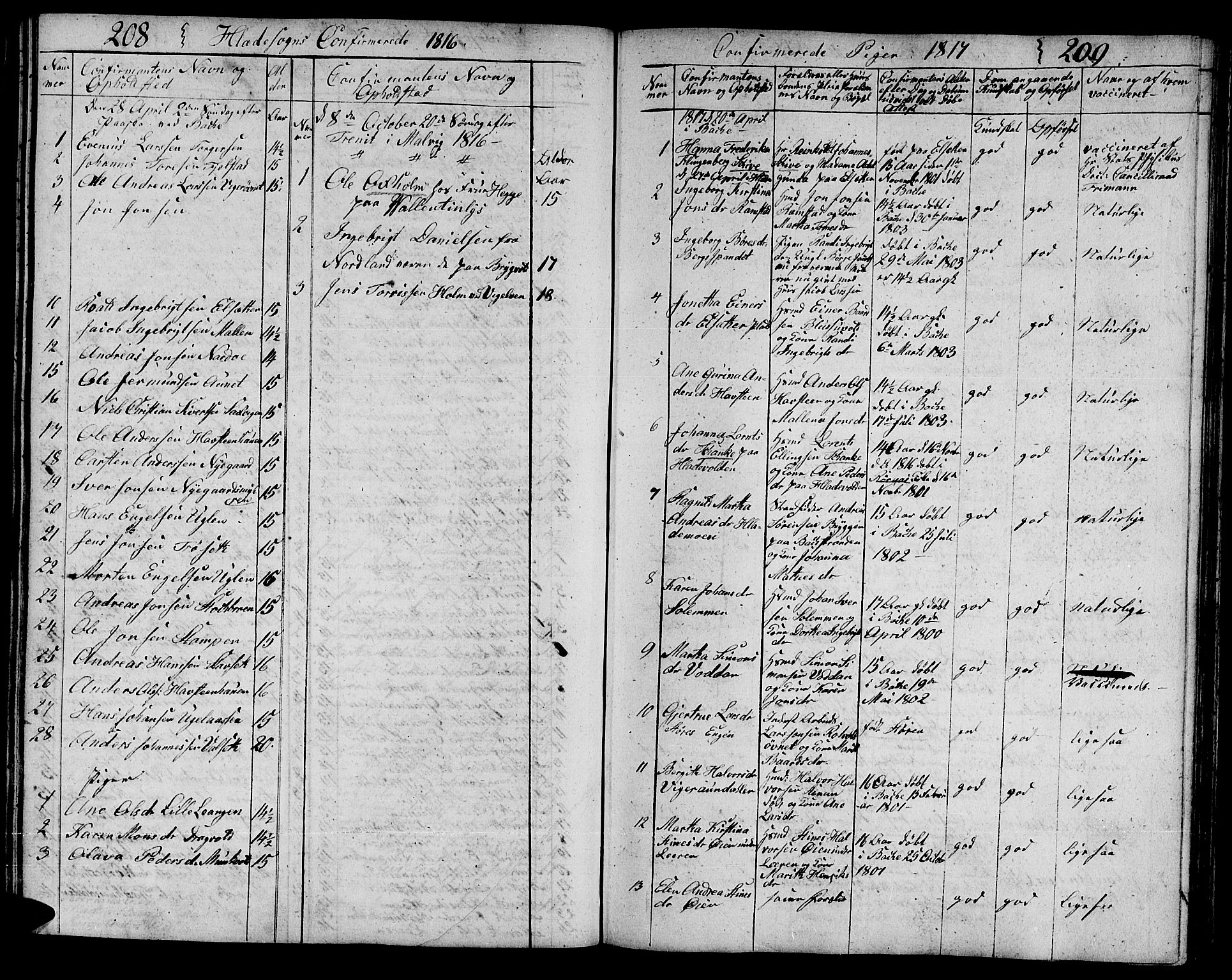 Ministerialprotokoller, klokkerbøker og fødselsregistre - Sør-Trøndelag, SAT/A-1456/606/L0306: Parish register (copy) no. 606C02, 1797-1829, p. 208-209