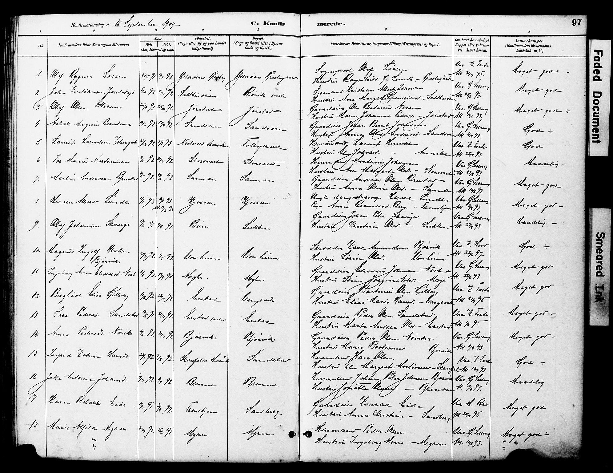 Ministerialprotokoller, klokkerbøker og fødselsregistre - Nord-Trøndelag, SAT/A-1458/722/L0226: Parish register (copy) no. 722C02, 1889-1927, p. 97
