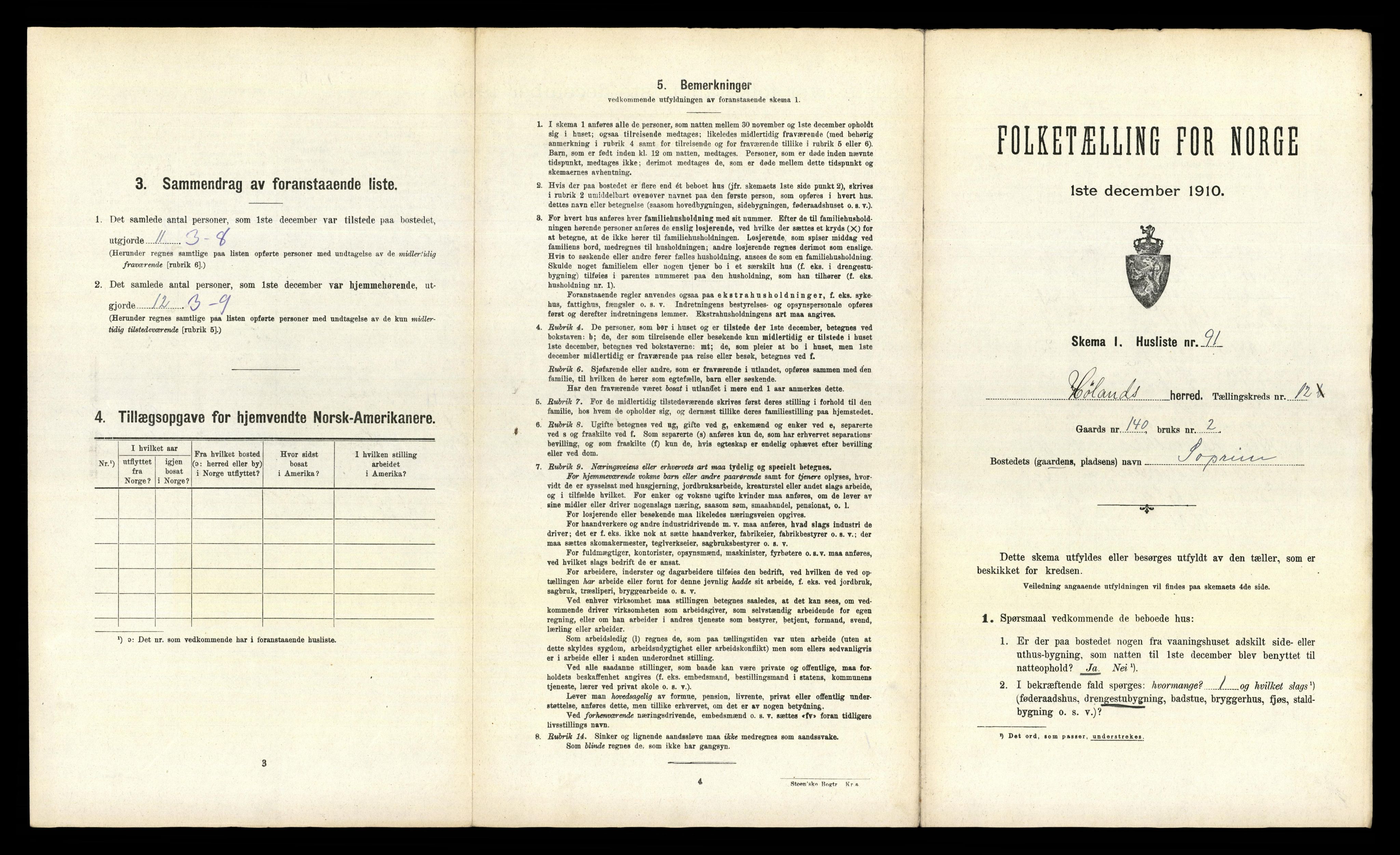 RA, 1910 census for Høland, 1910, p. 1873