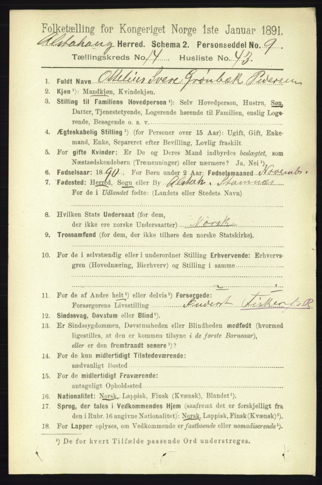RA, 1891 census for 1820 Alstahaug, 1891, p. 5240