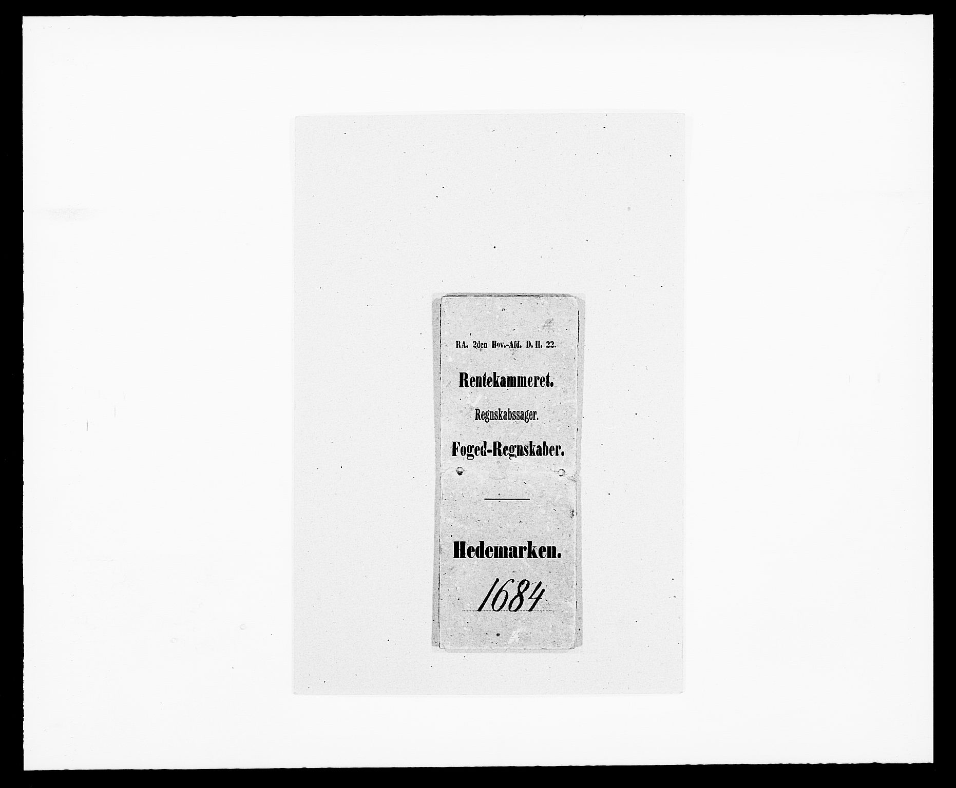 Rentekammeret inntil 1814, Reviderte regnskaper, Fogderegnskap, AV/RA-EA-4092/R16/L1025: Fogderegnskap Hedmark, 1684, p. 1
