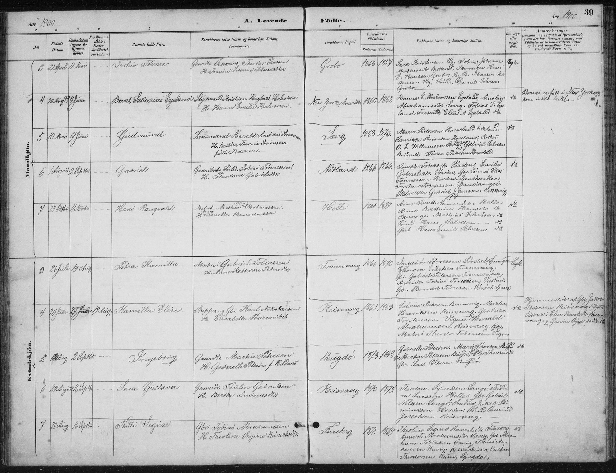 Herad sokneprestkontor, AV/SAK-1111-0018/F/Fb/Fbb/L0004: Parish register (copy) no. B 4, 1890-1935, p. 39