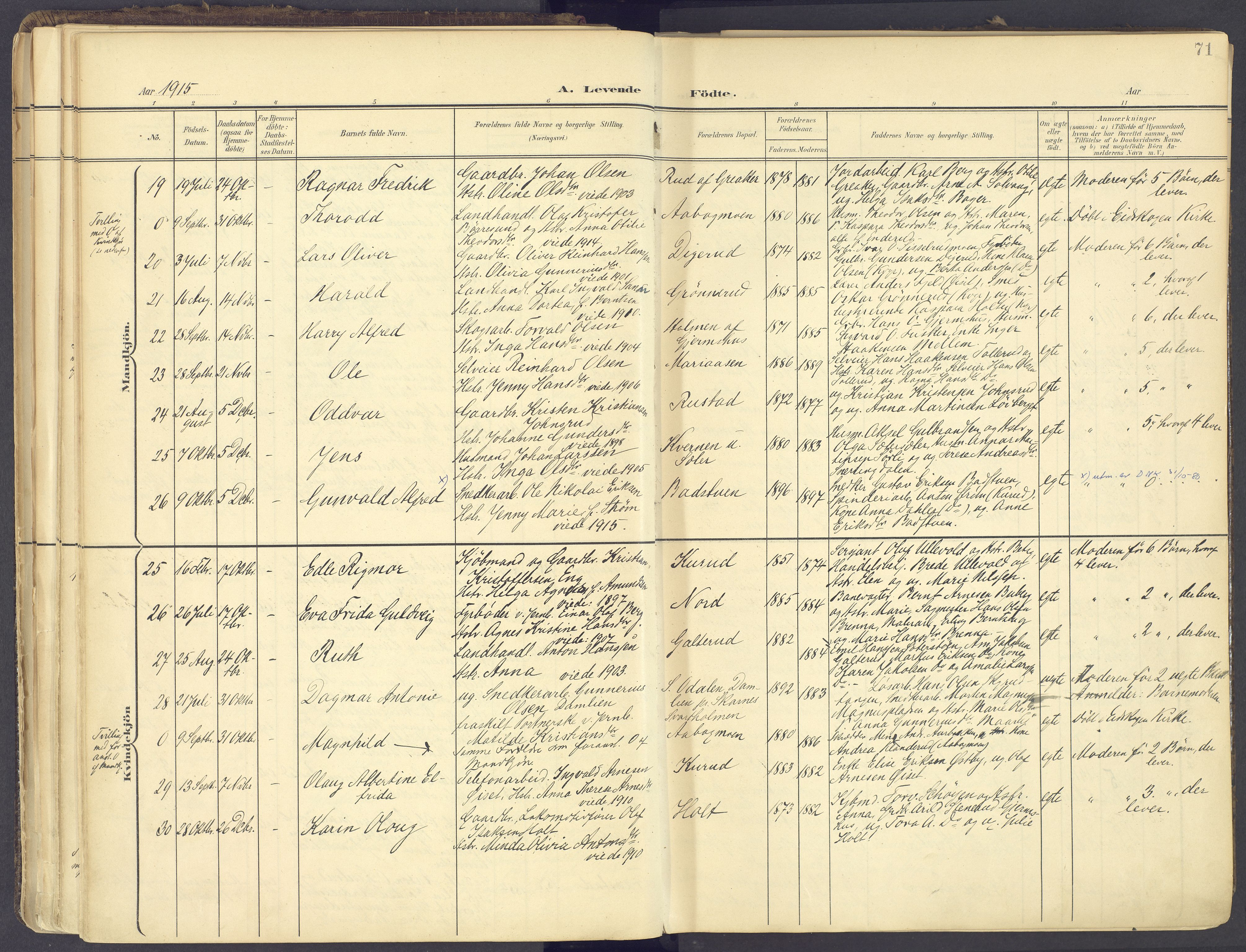 Vinger prestekontor, AV/SAH-PREST-024/H/Ha/Haa/L0017: Parish register (official) no. 17, 1901-1927, p. 71