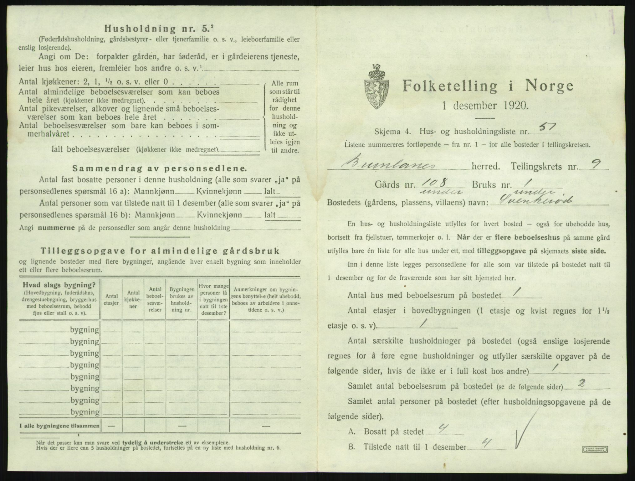 SAKO, 1920 census for Brunlanes, 1920, p. 1181