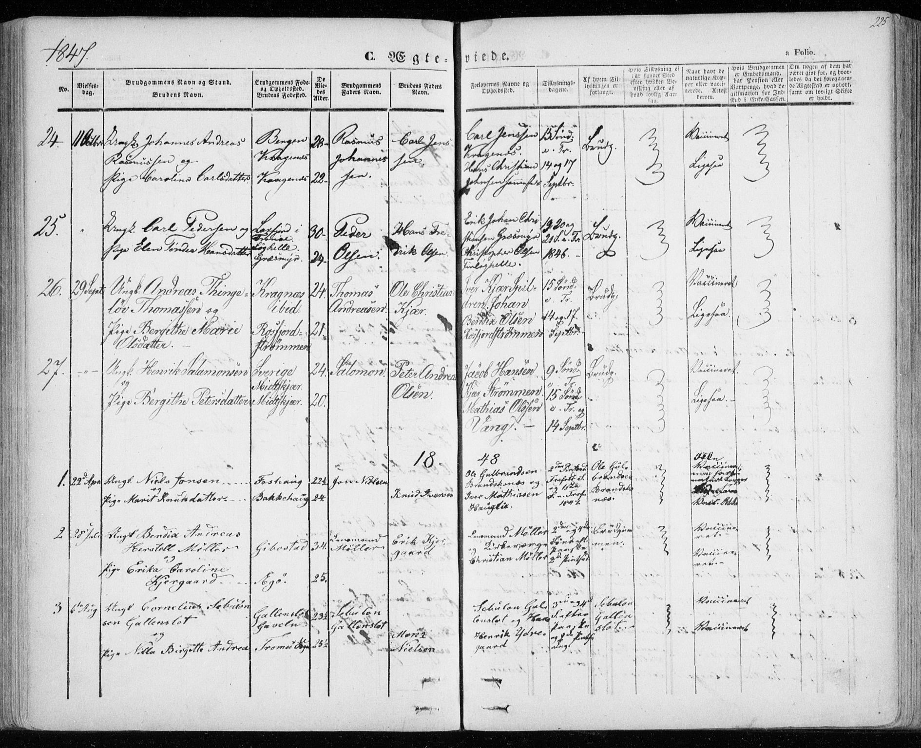 Lenvik sokneprestembete, AV/SATØ-S-1310/H/Ha/Haa/L0006kirke: Parish register (official) no. 6, 1845-1854, p. 225