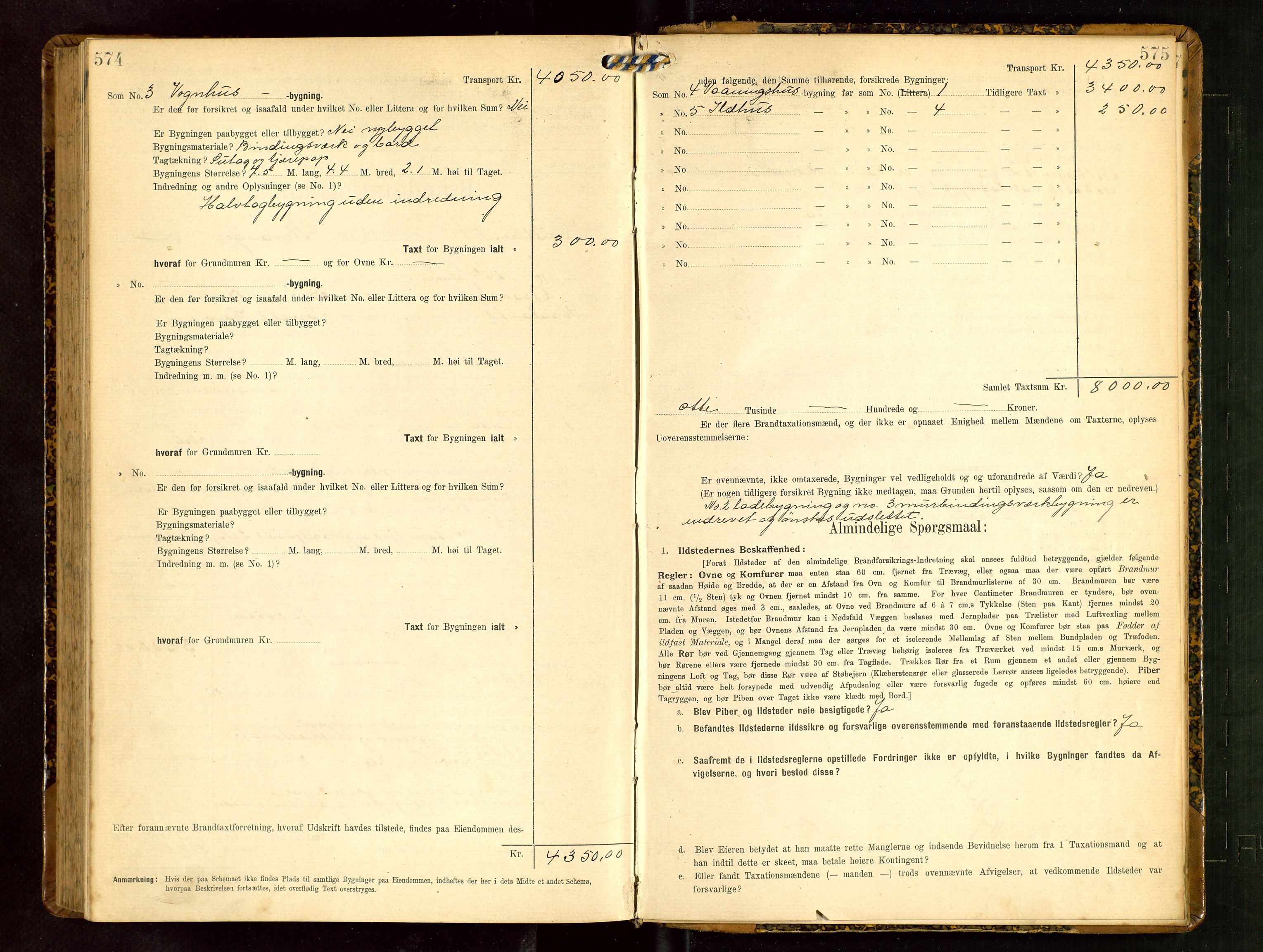 Håland lensmannskontor, SAST/A-100100/Gob/L0003: Branntakstprotokoll - skjematakst. Register i boken., 1909-1910, p. 574-575