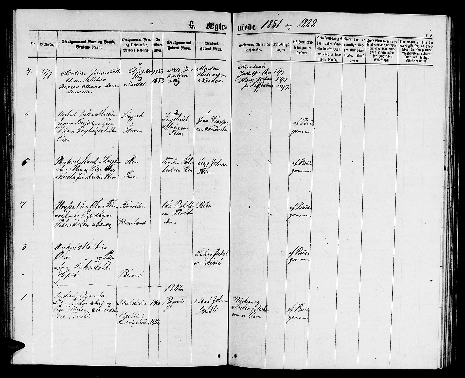 Ministerialprotokoller, klokkerbøker og fødselsregistre - Sør-Trøndelag, SAT/A-1456/658/L0725: Parish register (copy) no. 658C01, 1867-1882, p. 153