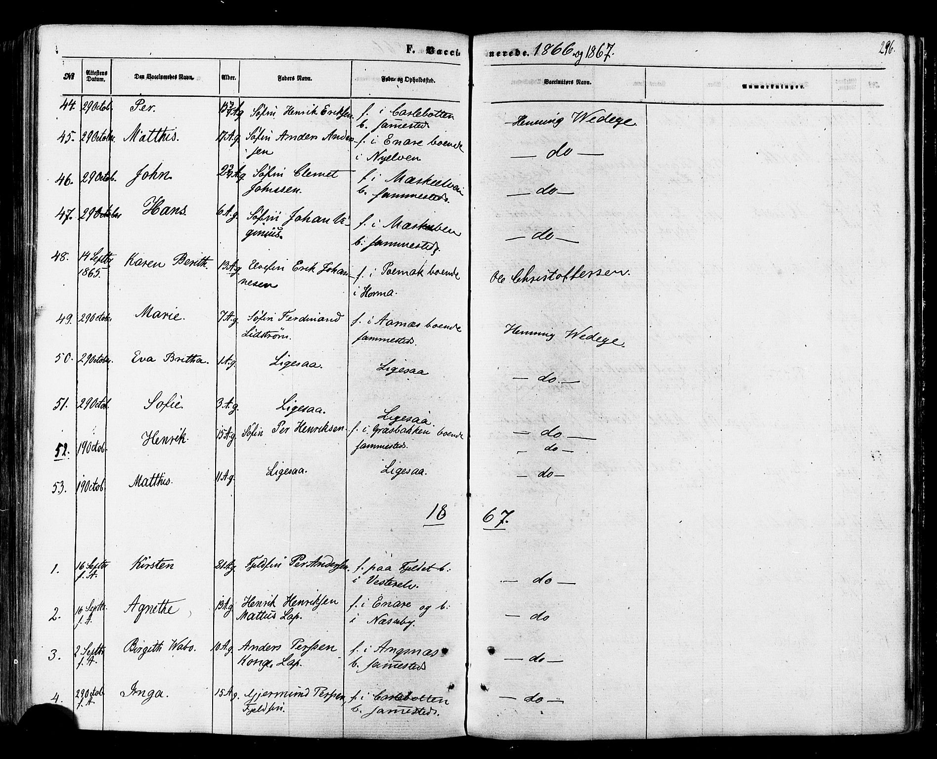 Nesseby sokneprestkontor, SATØ/S-1330/H/Ha/L0003kirke: Parish register (official) no. 3 /1, 1865-1876, p. 296