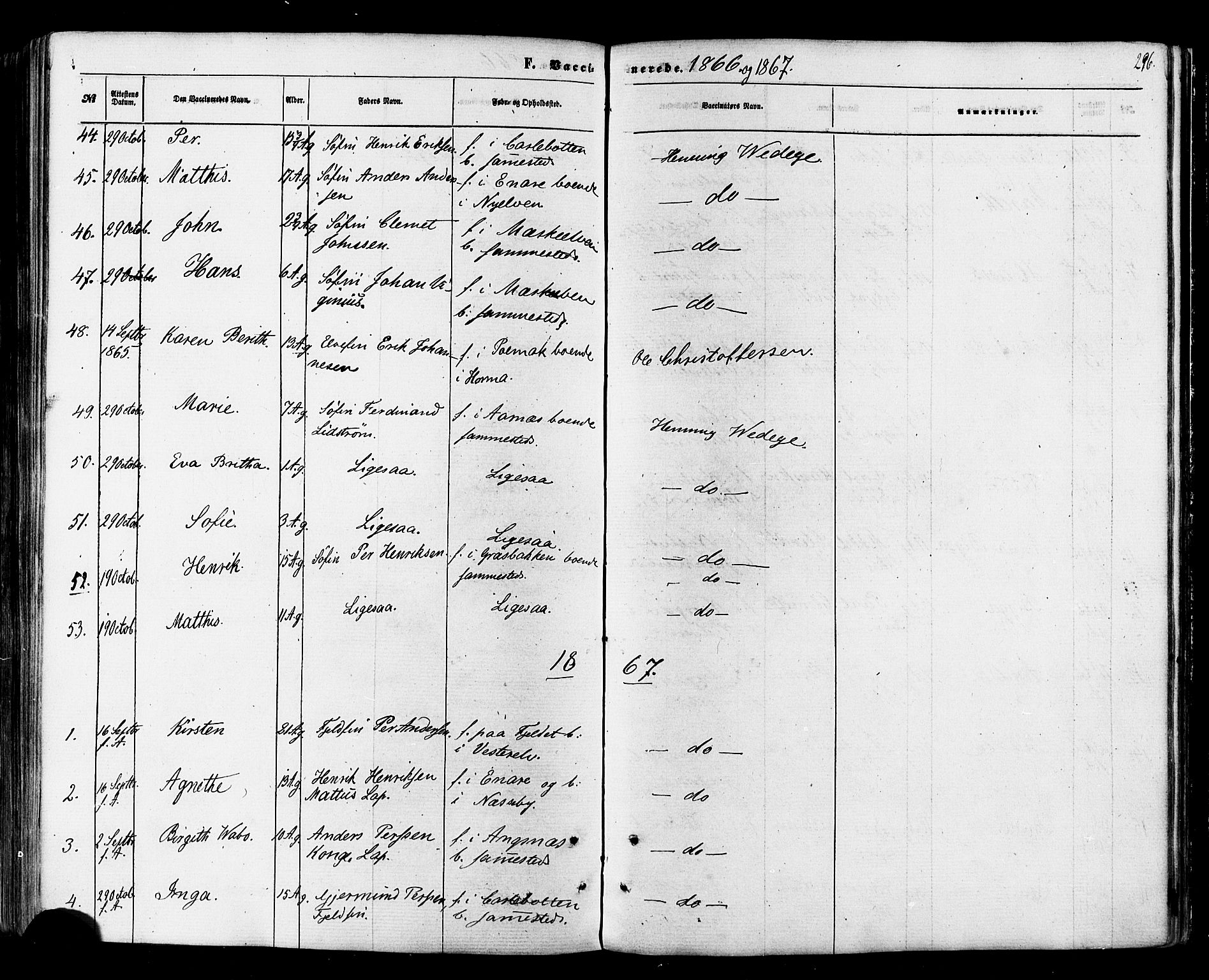 Nesseby sokneprestkontor, AV/SATØ-S-1330/H/Ha/L0003kirke: Parish register (official) no. 3 /1, 1865-1876, p. 296