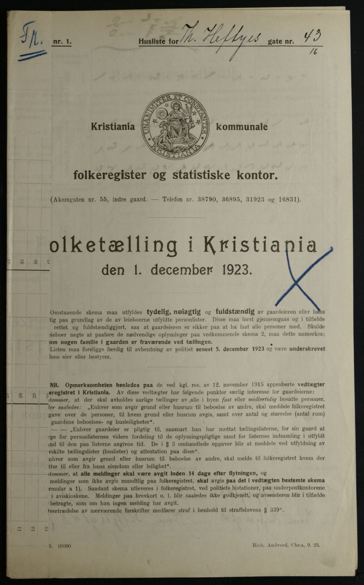 OBA, Municipal Census 1923 for Kristiania, 1923, p. 120571