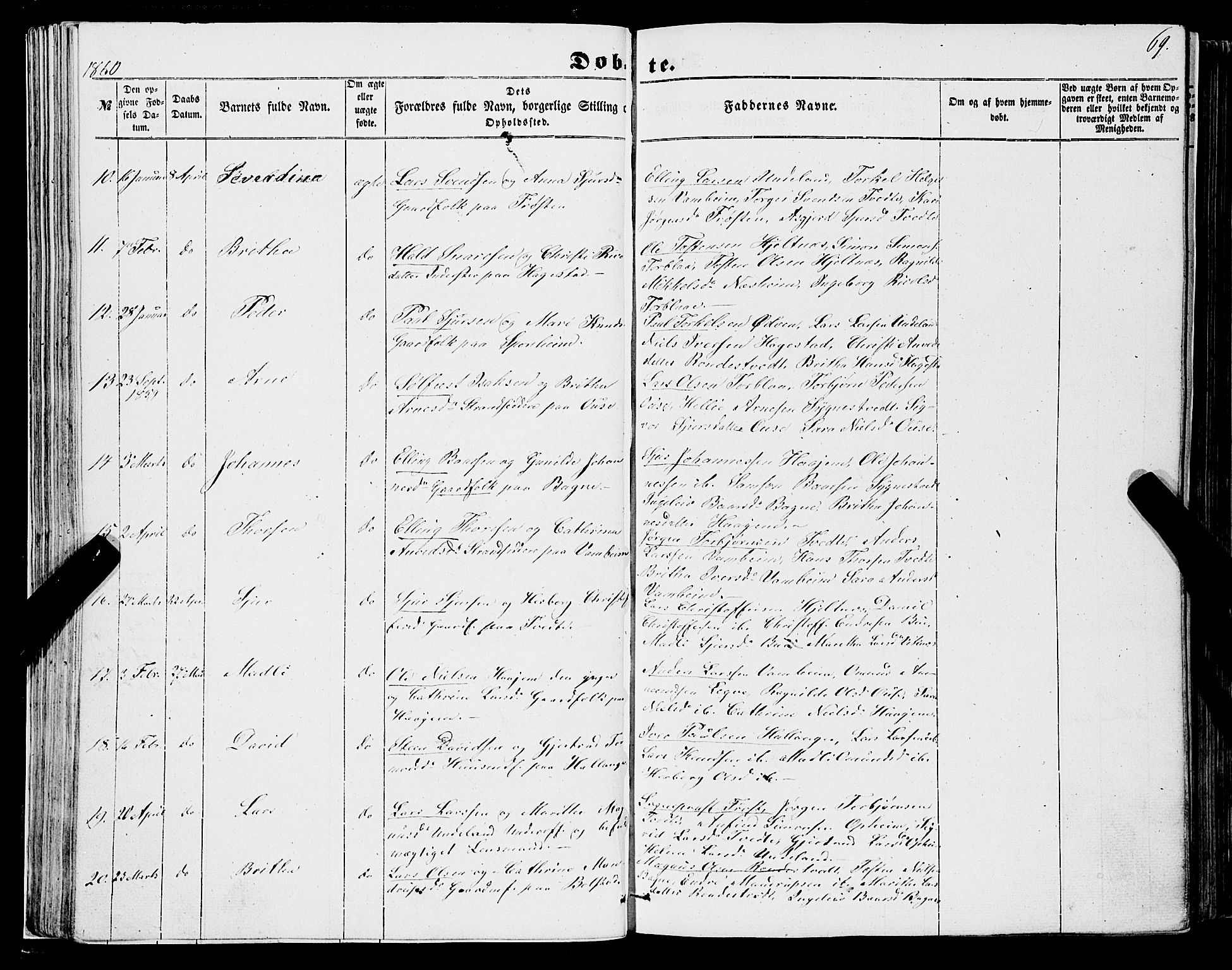 Ulvik sokneprestembete, SAB/A-78801/H/Haa: Parish register (official) no. A 13, 1853-1863, p. 69