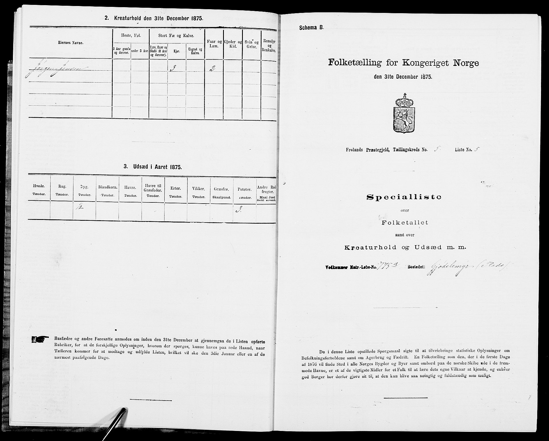 SAK, 1875 census for 0919P Froland, 1875, p. 511