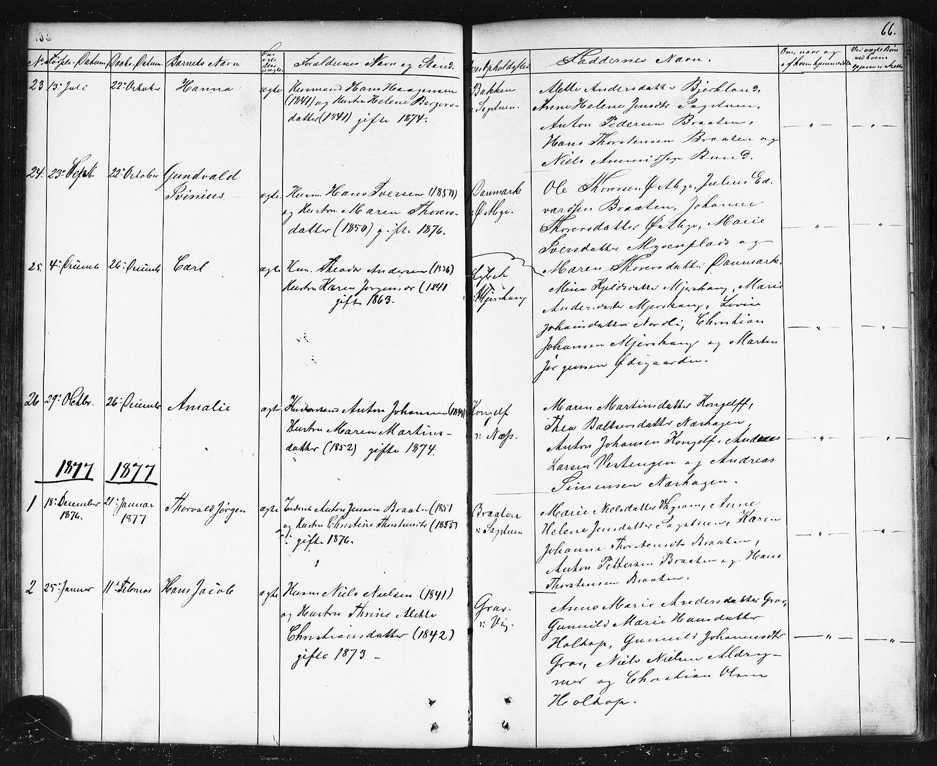 Enebakk prestekontor Kirkebøker, AV/SAO-A-10171c/G/Gb/L0001: Parish register (copy) no. II 1, 1859-1890, p. 66