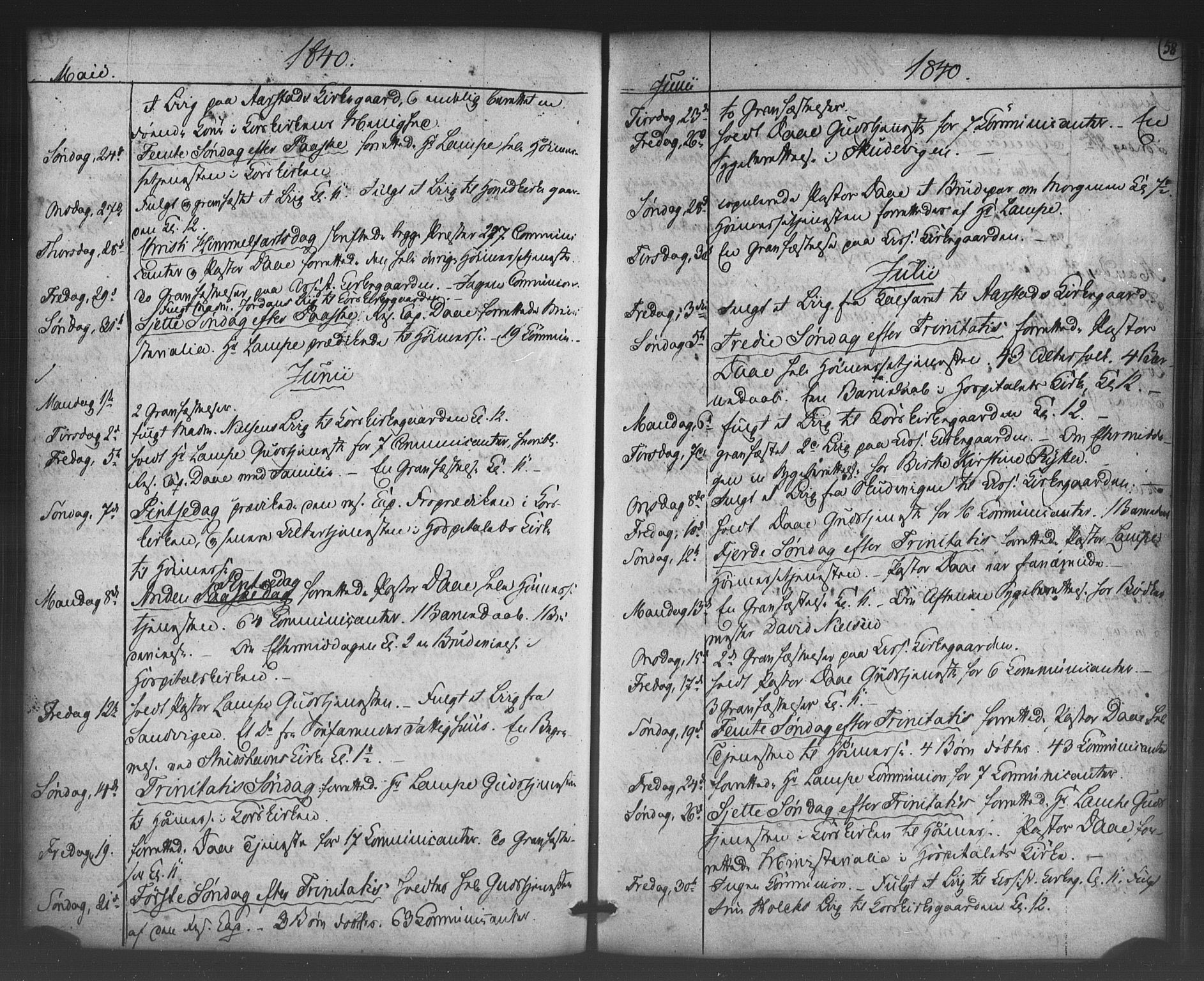 Korskirken sokneprestembete, SAB/A-76101/H/Haa/L0066: Curate's parish register no. A 1, 1826-1843, p. 58