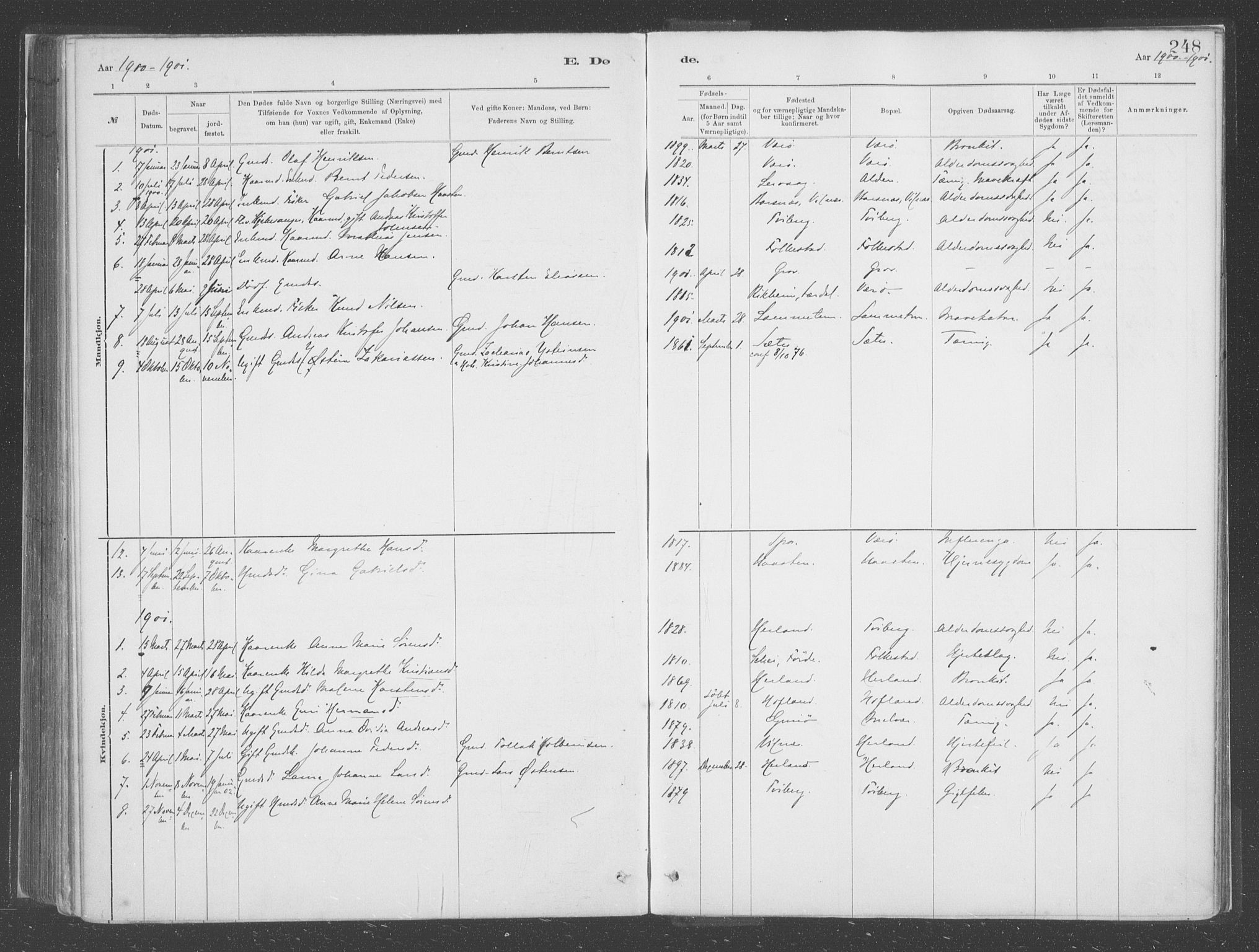 Askvoll sokneprestembete, SAB/A-79501/H/Haa/Haac/L0001: Parish register (official) no. C  1, 1879-1922, p. 248