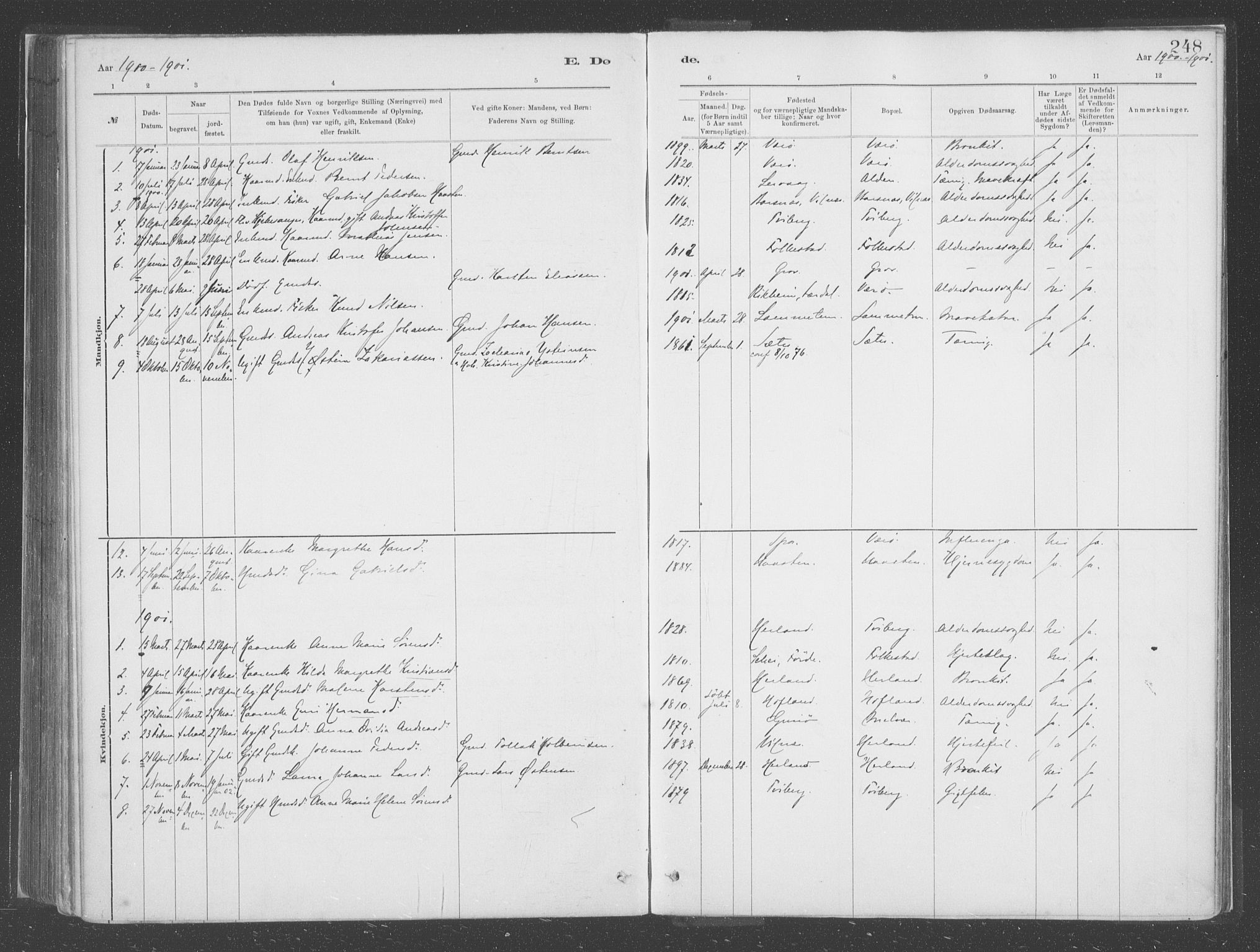 Askvoll sokneprestembete, AV/SAB-A-79501/H/Haa/Haac/L0001: Parish register (official) no. C  1, 1879-1922, p. 248