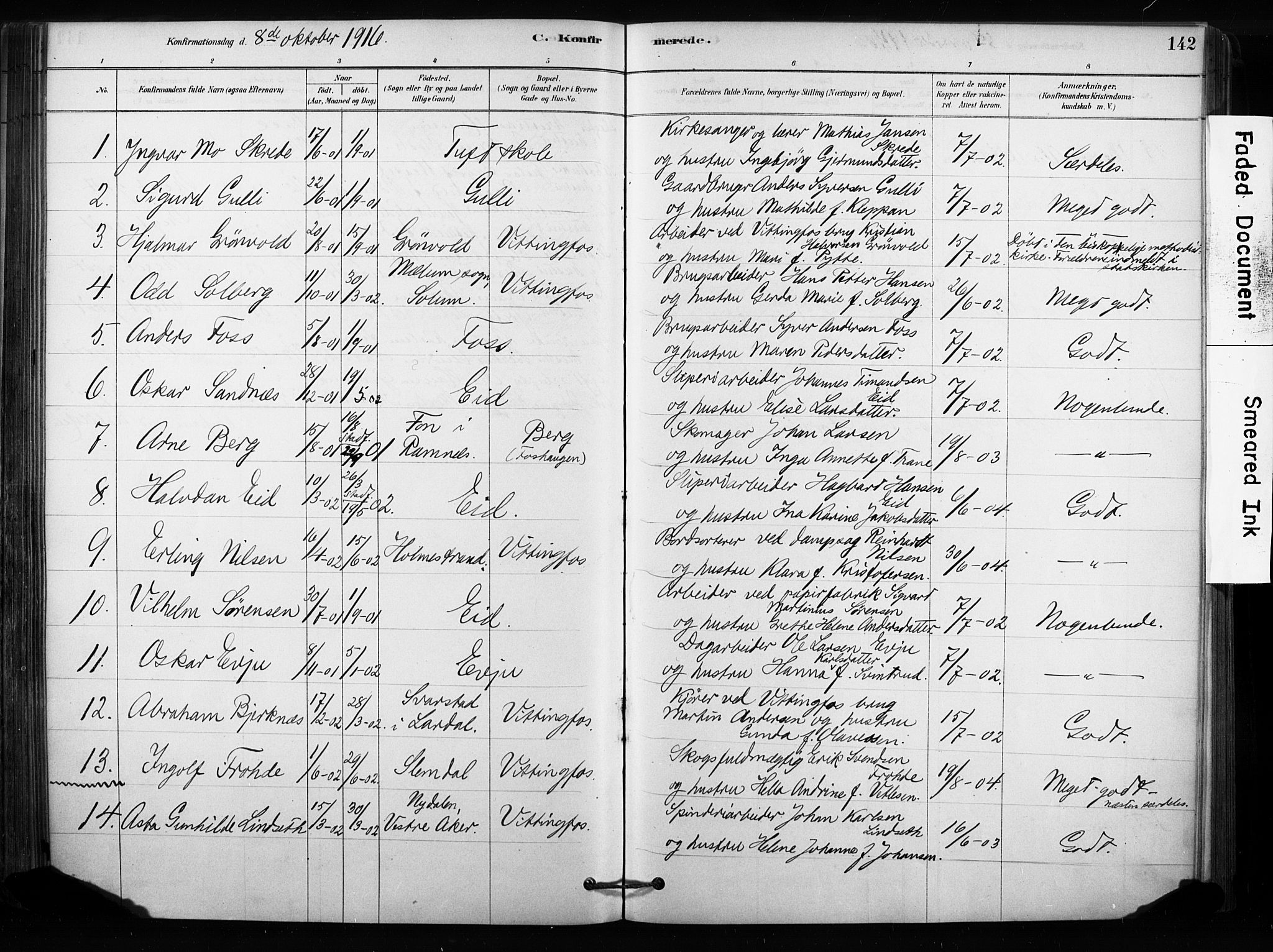 Sandsvær kirkebøker, SAKO/A-244/F/Fc/L0001: Parish register (official) no. III 1, 1878-1923, p. 142