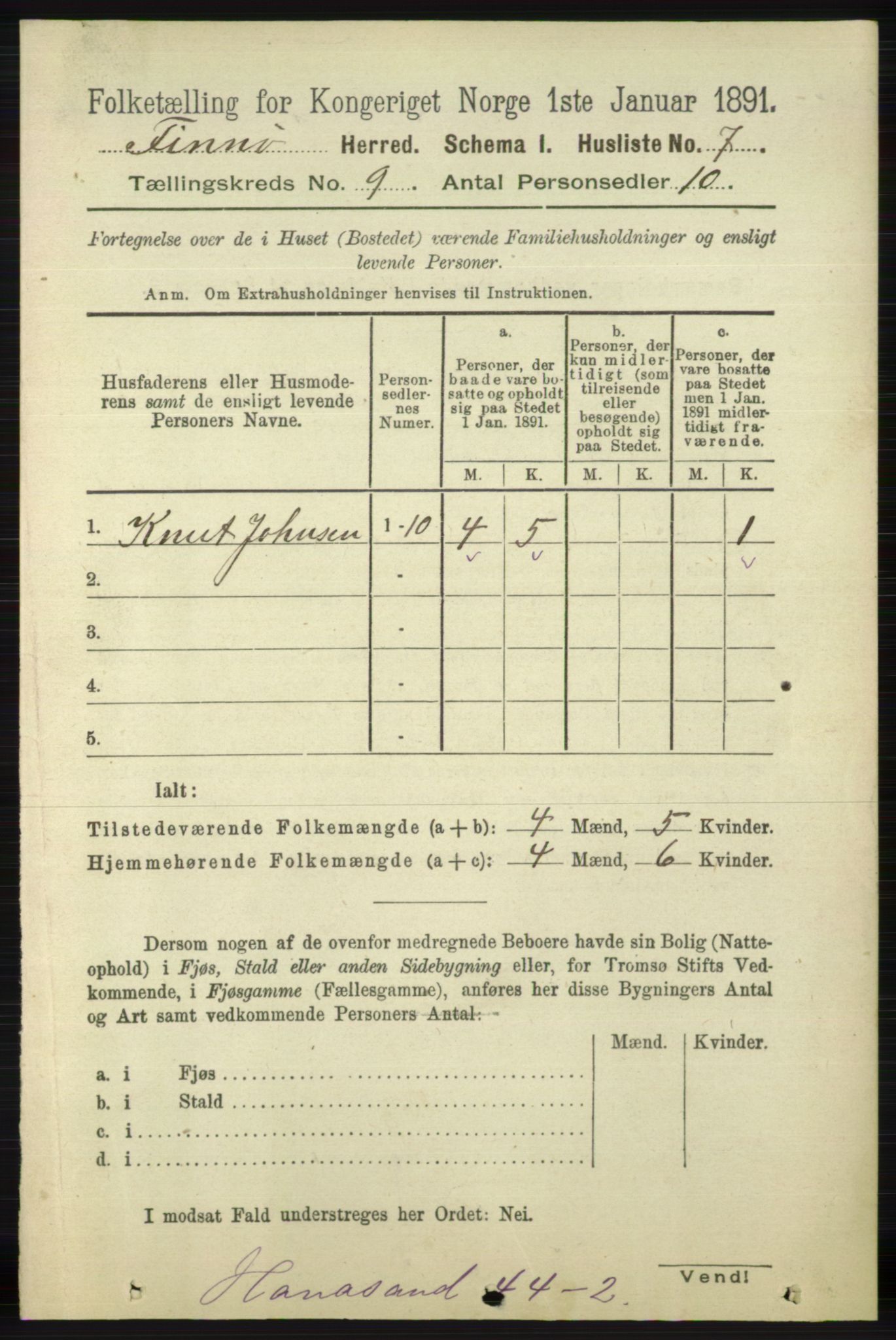 RA, 1891 census for 1141 Finnøy, 1891, p. 1854