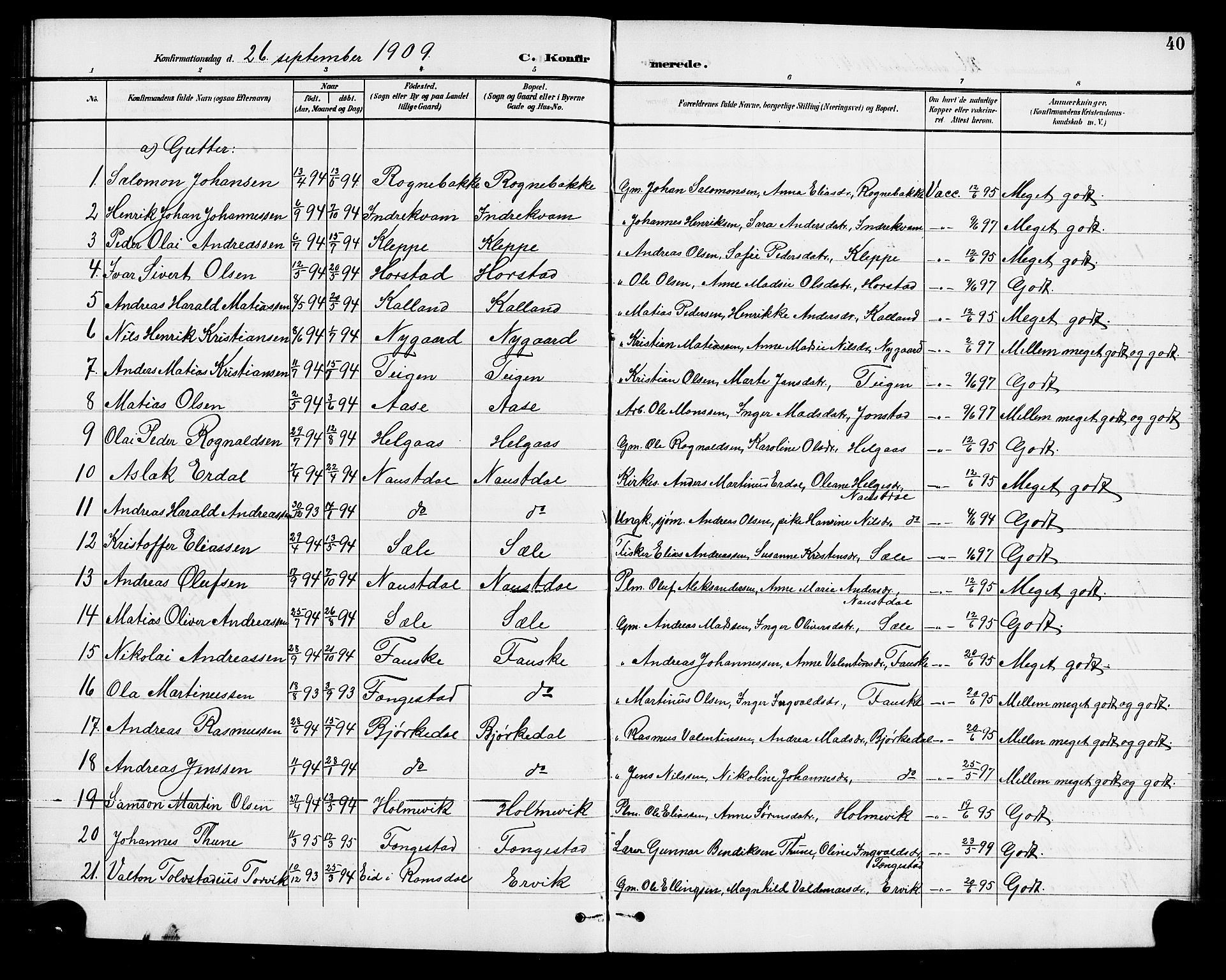 Førde sokneprestembete, SAB/A-79901/H/Hab/Habd/L0005: Parish register (copy) no. D 5, 1898-1911, p. 40