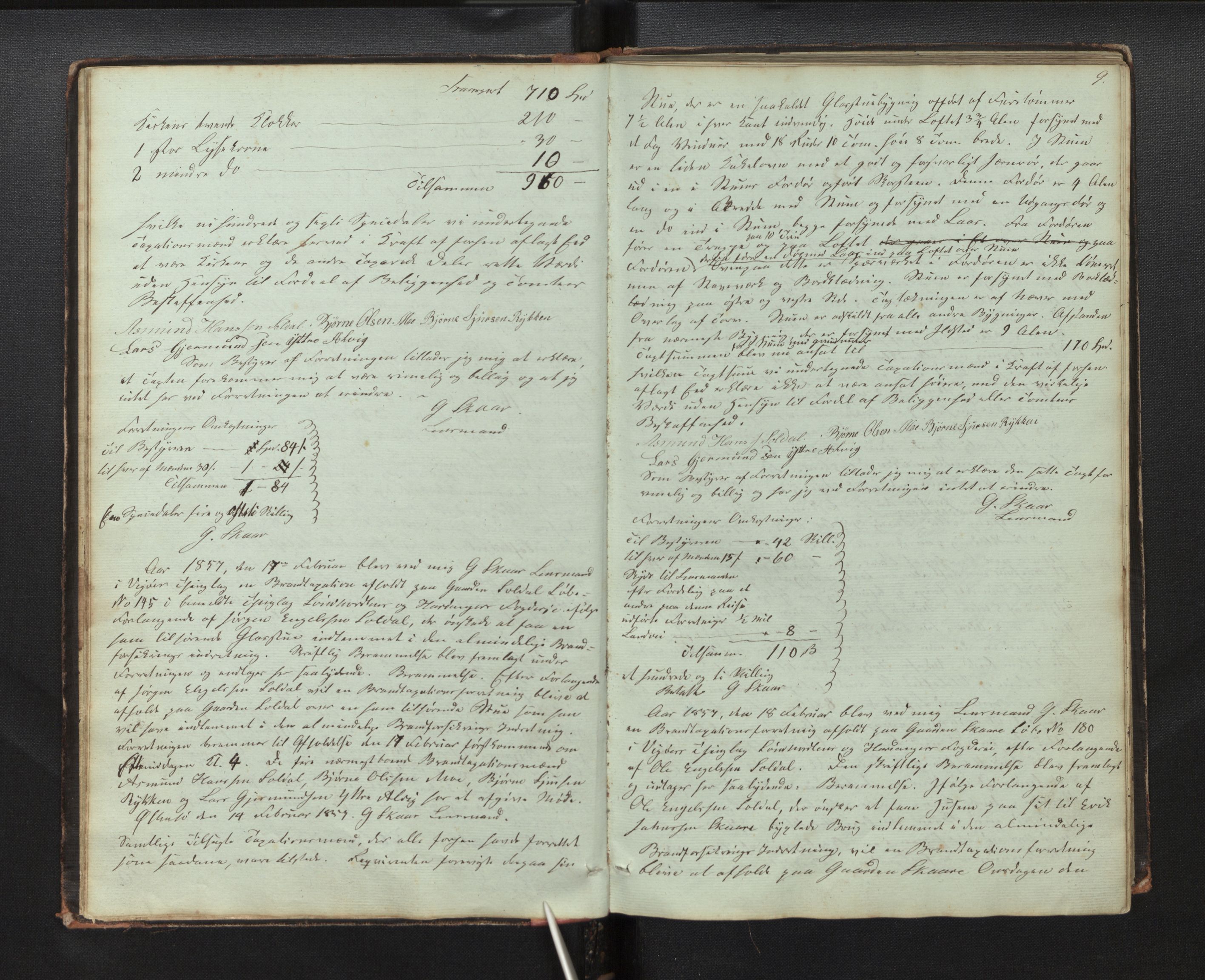 Lensmannen i Kvam, AV/SAB-A-33201/0012/L0001: Branntakstprotokoll, 1851-1881, p. 8b-9a