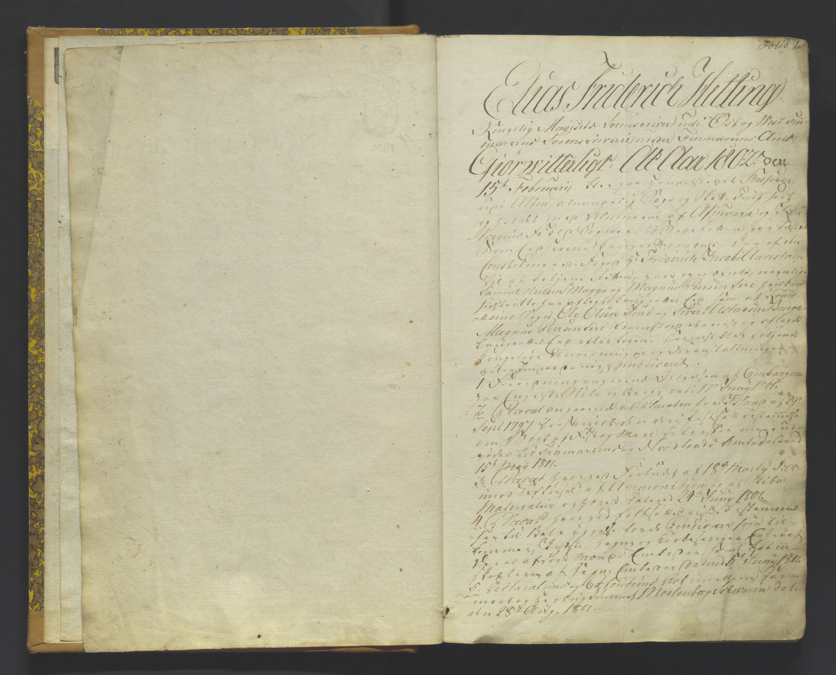Finnmark sorenskriveri, AV/SATØ-S-0053/F/Fa/L0050: Justisprotokoller, 1802-1810, p. 1a
