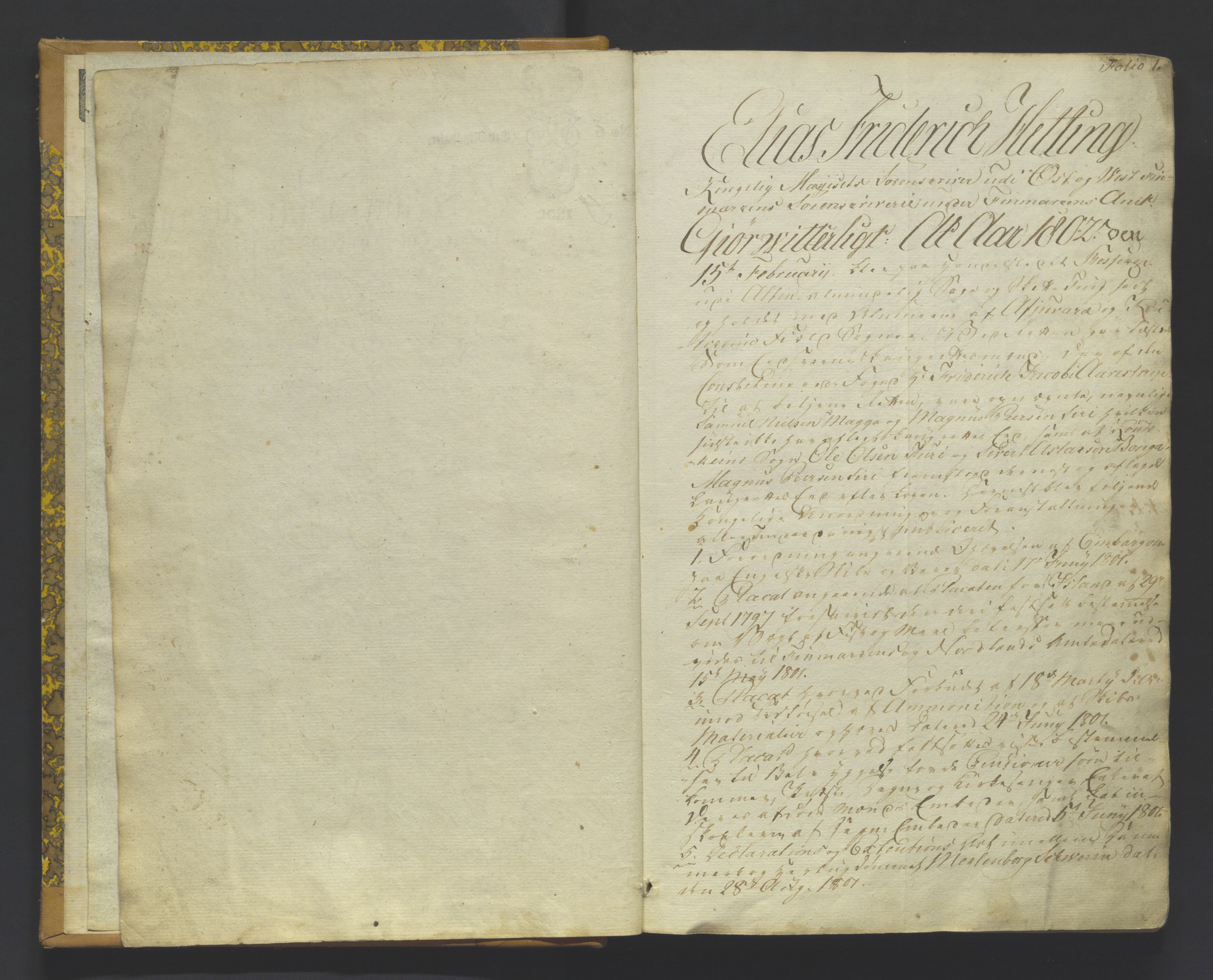 Finnmark sorenskriveri, SATØ/S-0053/F/Fa/L0050: Justisprotokoller, 1802-1810, p. 1a