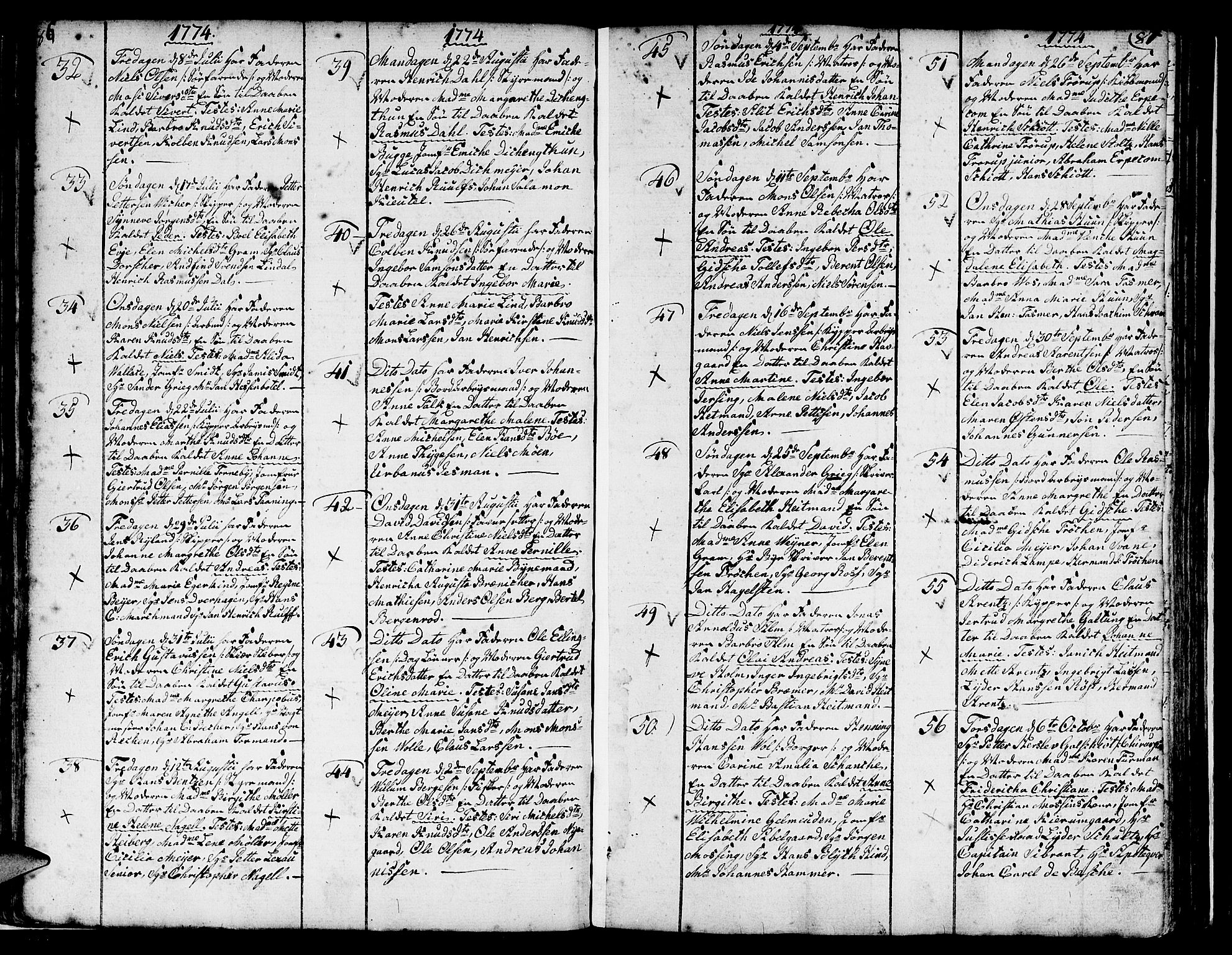 Nykirken Sokneprestembete, SAB/A-77101/H/Haa/L0004: Parish register (official) no. A 4, 1765-1775, p. 86-87