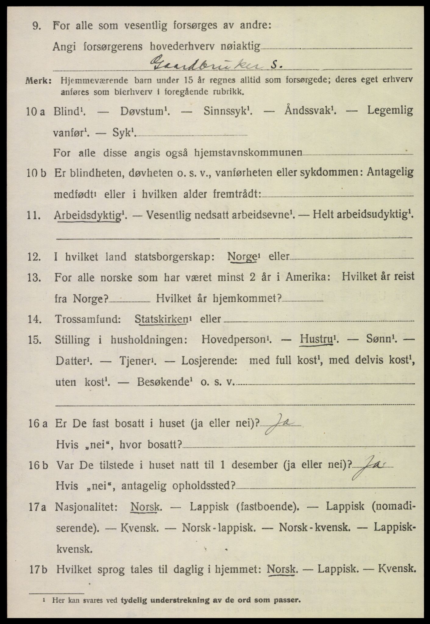 SAT, 1920 census for Overhalla, 1920, p. 4293