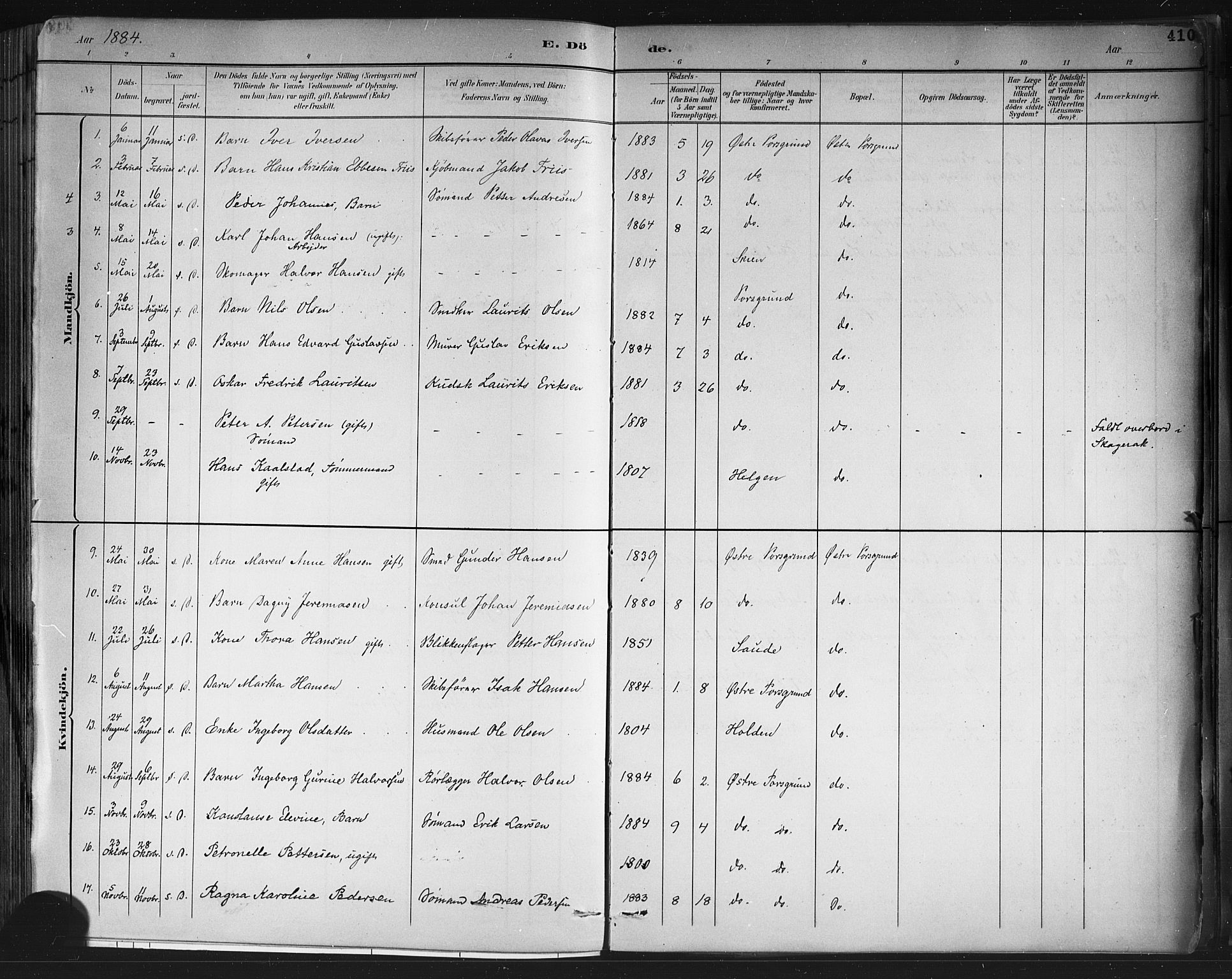 Porsgrunn kirkebøker , AV/SAKO-A-104/G/Gb/L0005: Parish register (copy) no. II 5, 1883-1915, p. 410