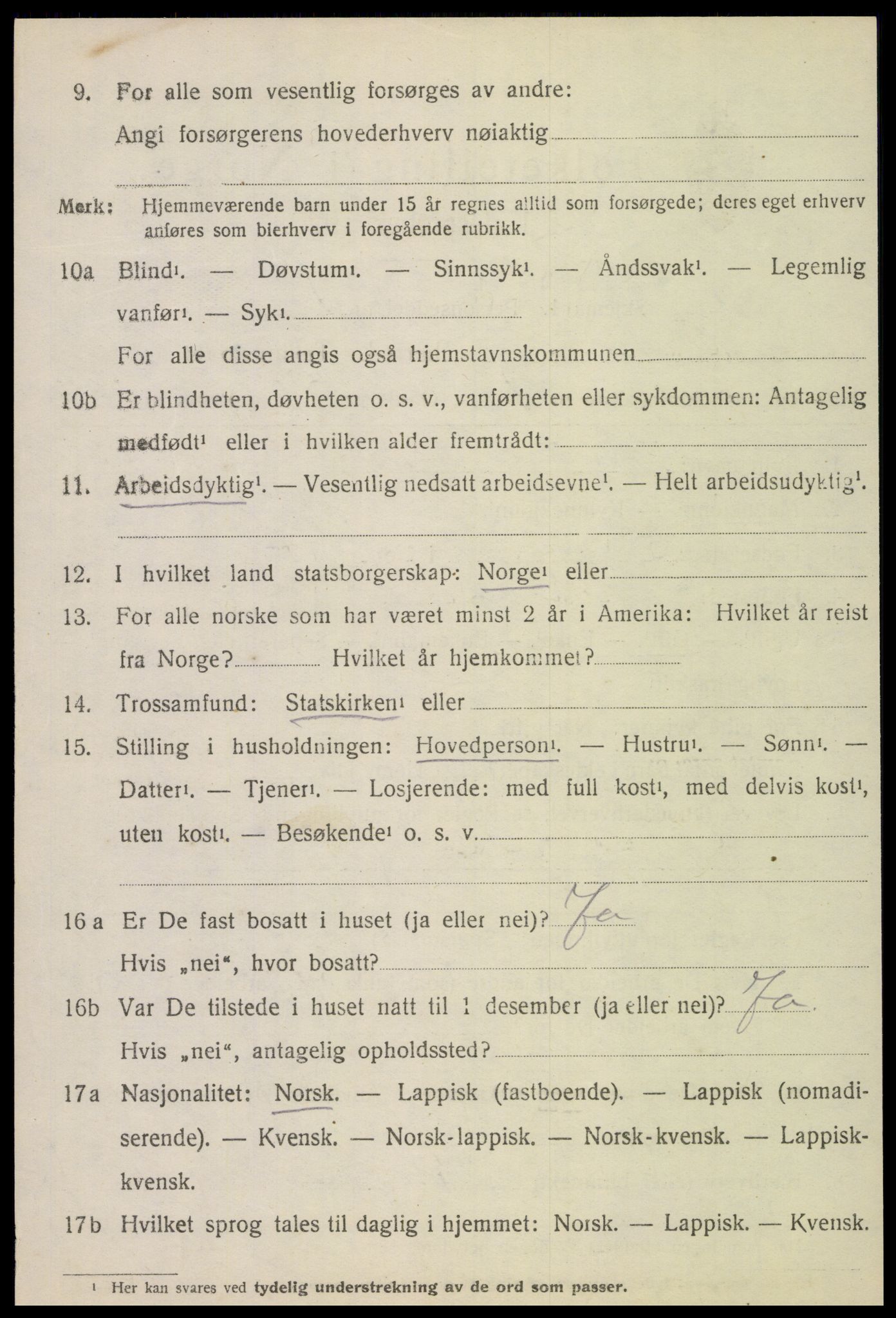 SAT, 1920 census for Vikna, 1920, p. 4998