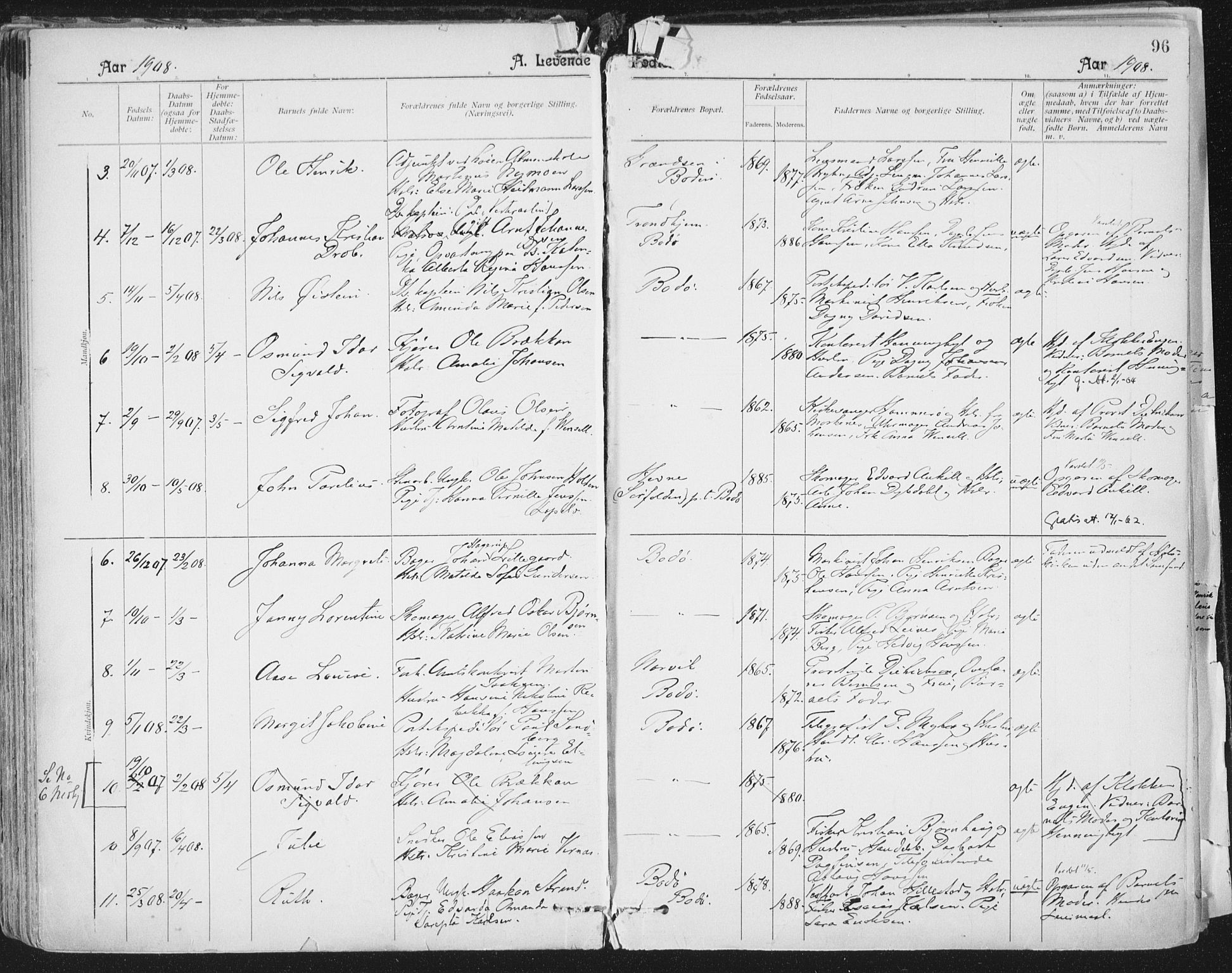 Ministerialprotokoller, klokkerbøker og fødselsregistre - Nordland, AV/SAT-A-1459/801/L0011: Parish register (official) no. 801A11, 1900-1916, p. 96