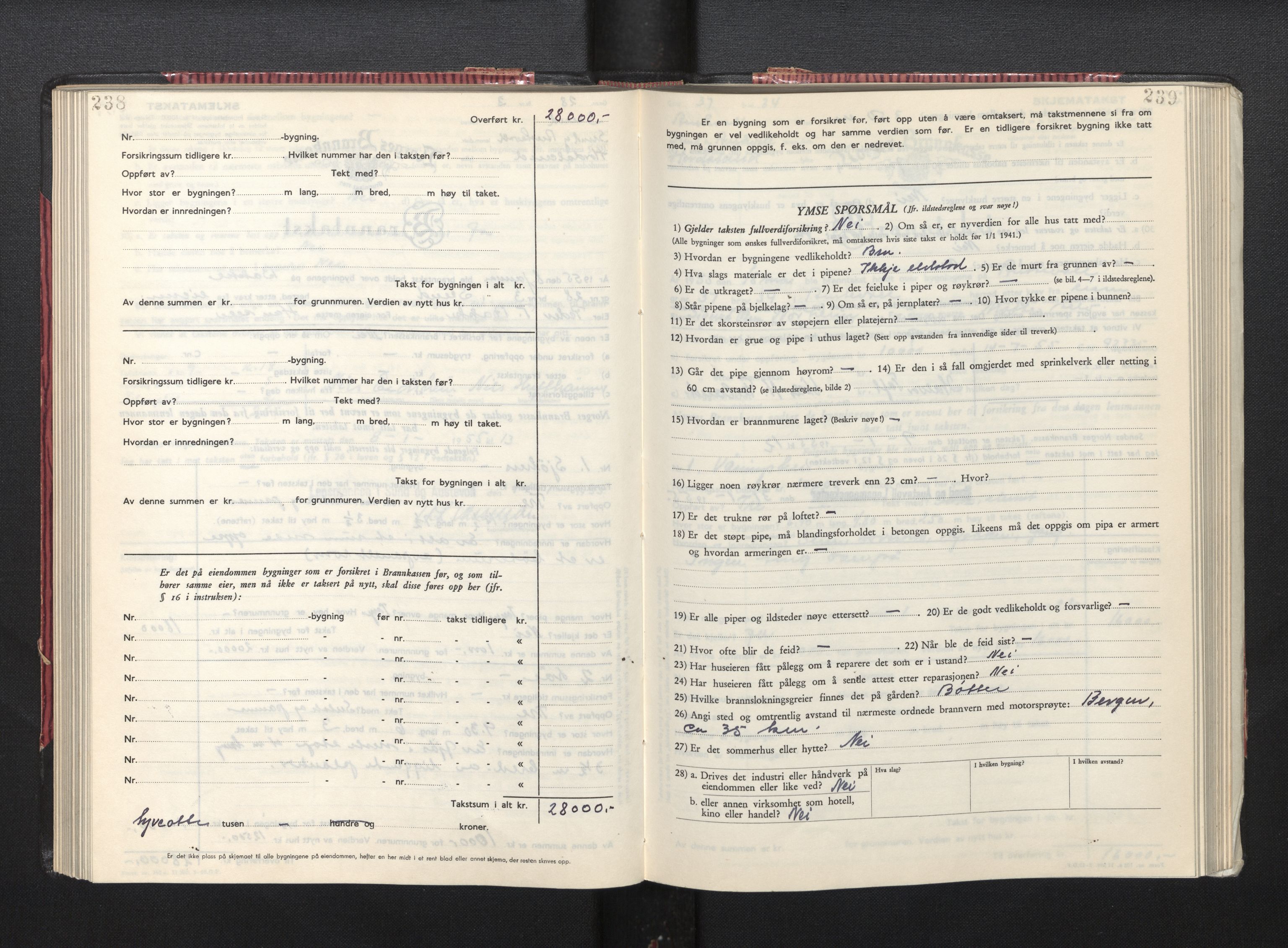 Lensmannen i Sund og Austevoll, AV/SAB-A-35201/0012/L0005: Branntakstprotokoll, skjematakst, 1949-1955, p. 238-239