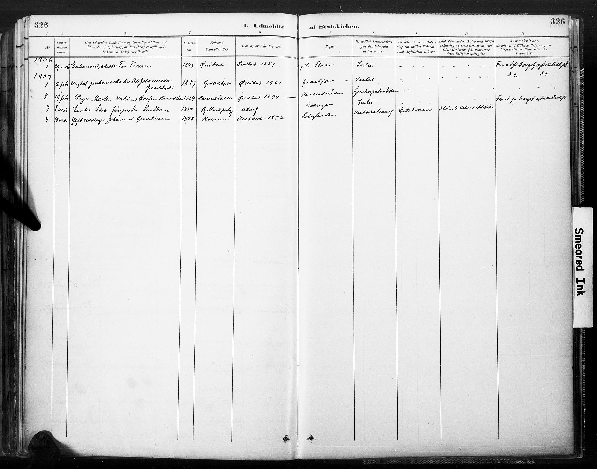 Øyestad sokneprestkontor, SAK/1111-0049/F/Fa/L0018: Parish register (official) no. A 18, 1897-1907, p. 326