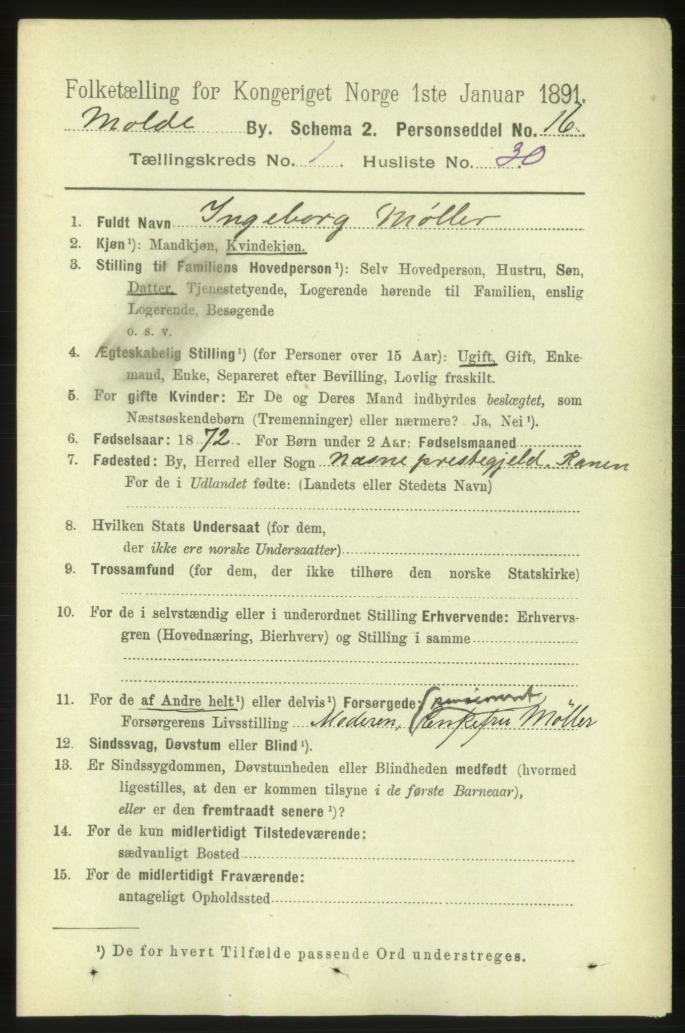 RA, 1891 census for 1502 Molde, 1891, p. 563