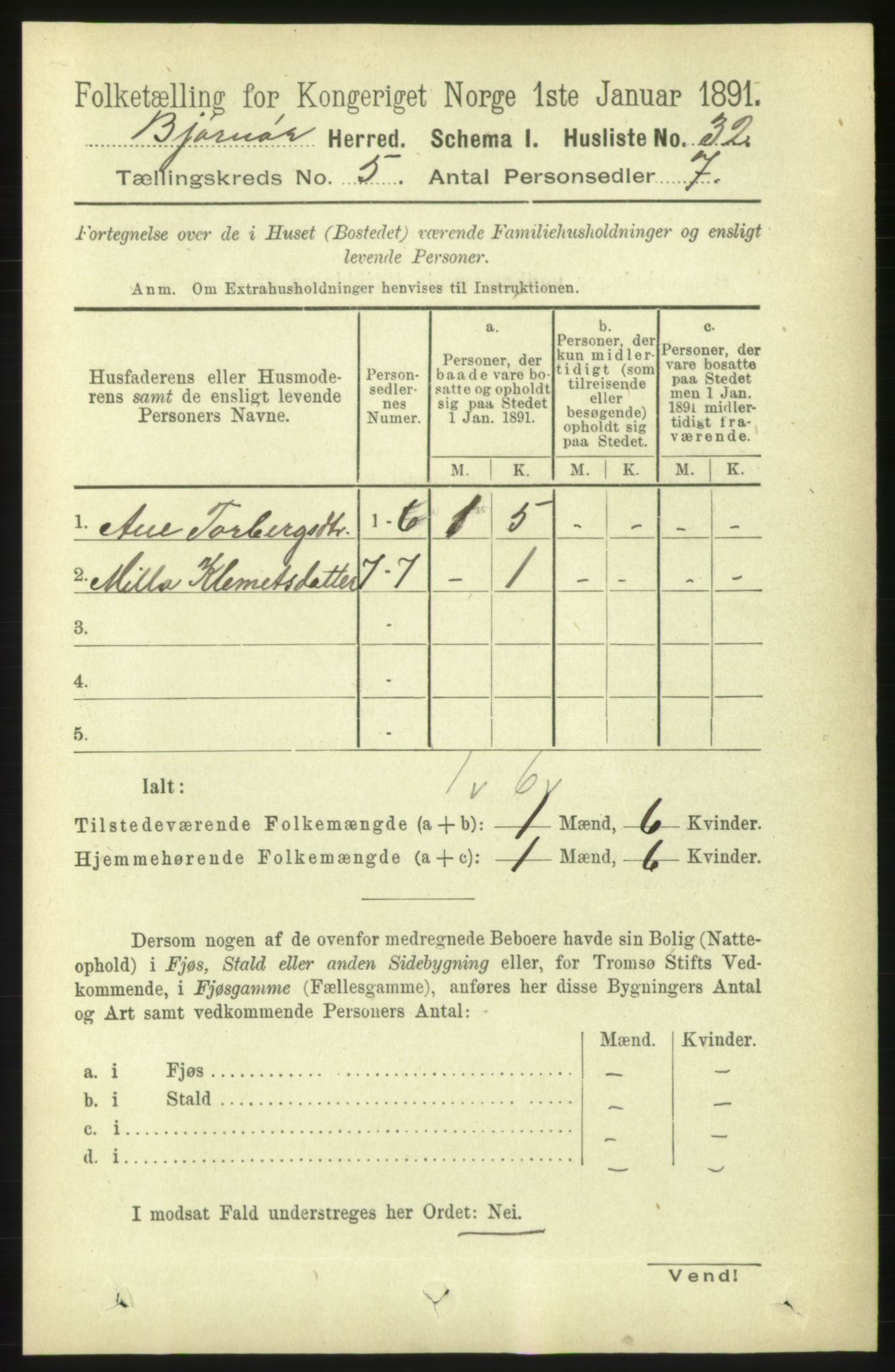 RA, 1891 census for 1632 Bjørnør, 1891, p. 2273