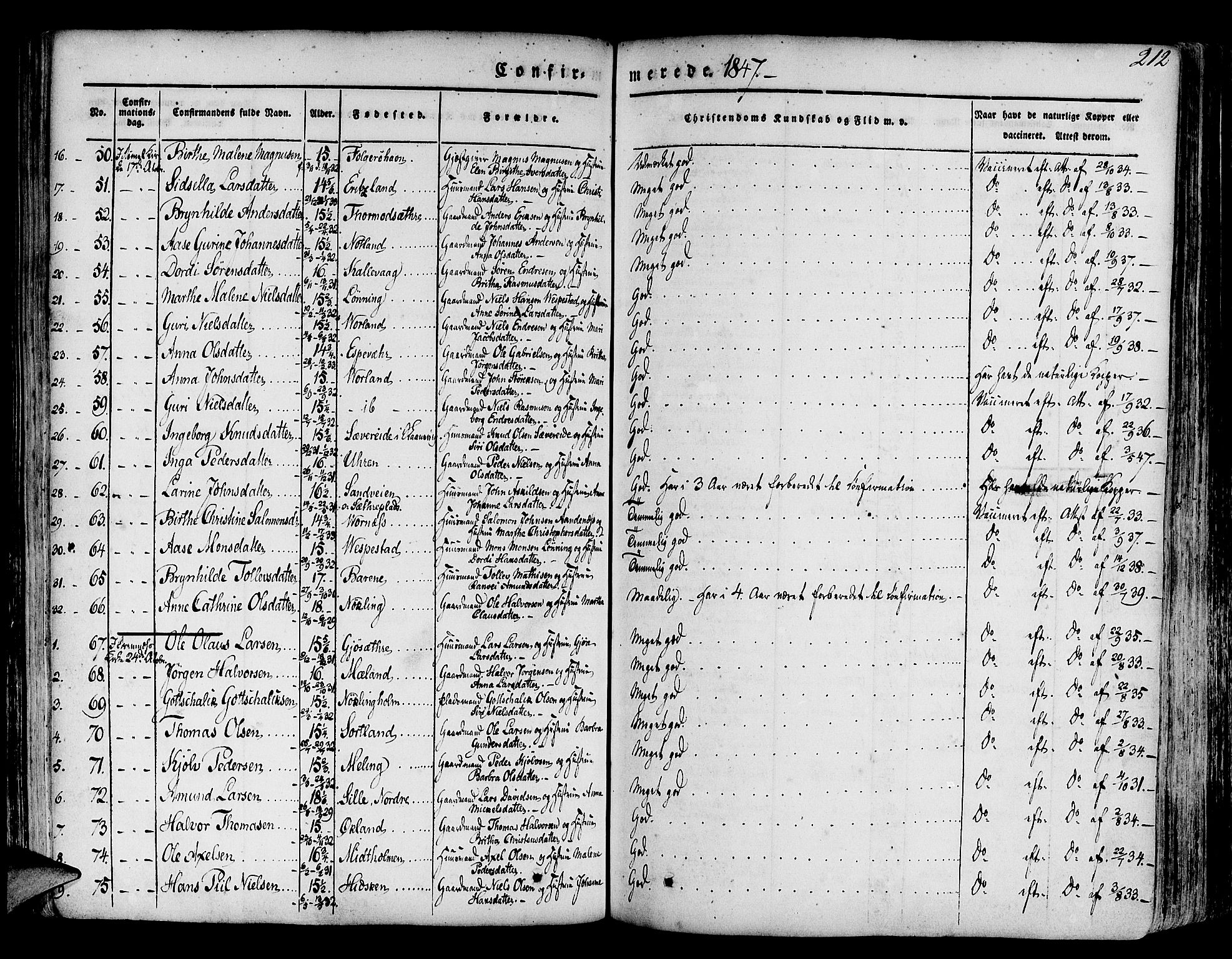 Finnås sokneprestembete, SAB/A-99925/H/Ha/Haa/Haaa/L0006: Parish register (official) no. A 6, 1836-1850, p. 212
