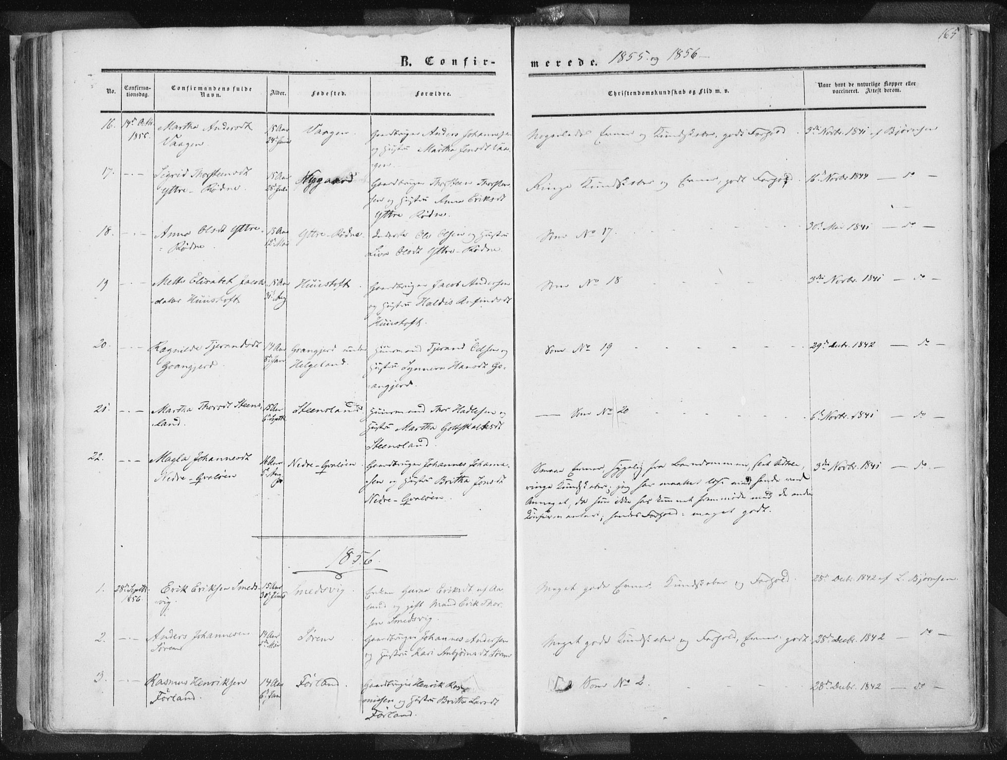 Vikedal sokneprestkontor, AV/SAST-A-101840/01/IV: Parish register (official) no. A 6.1, 1851-1867, p. 165