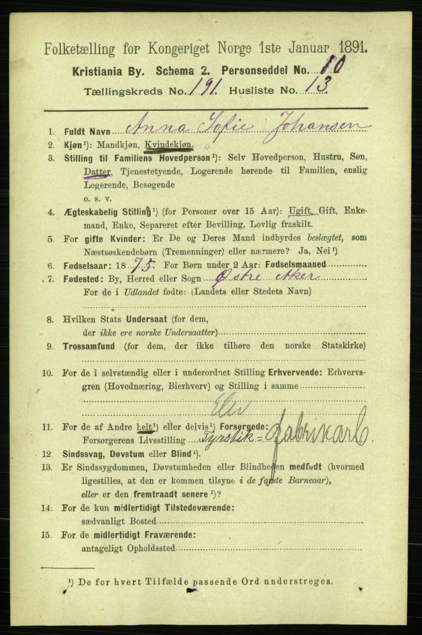 RA, 1891 census for 0301 Kristiania, 1891, p. 115028