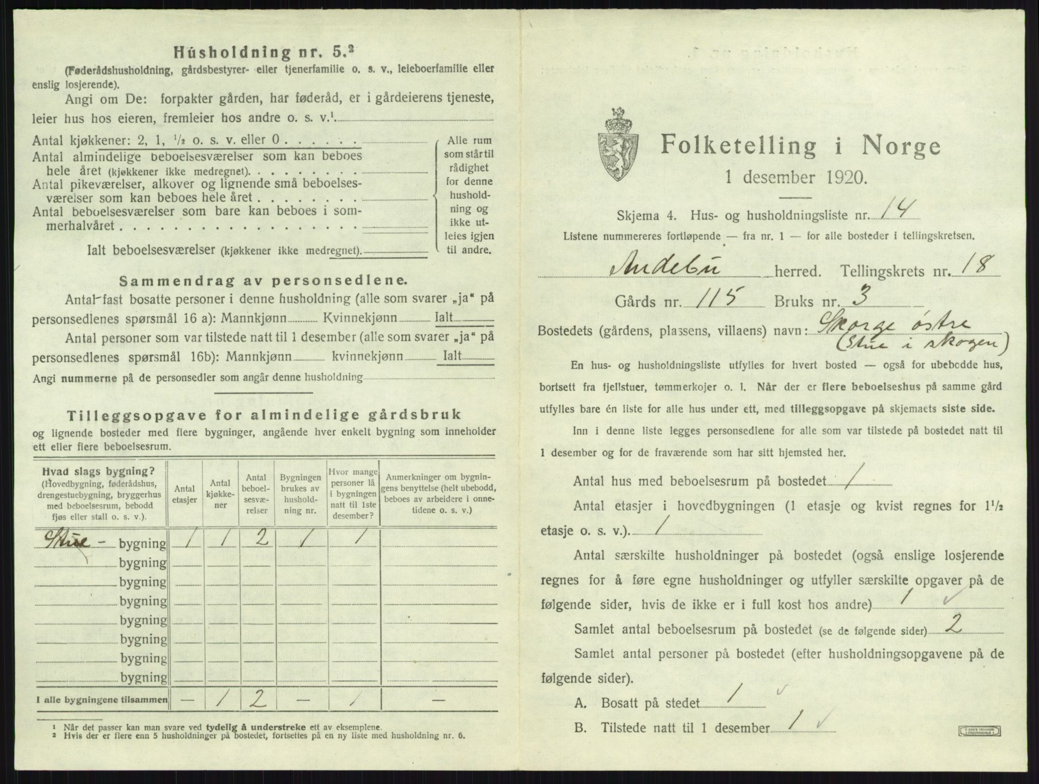 SAKO, 1920 census for Andebu, 1920, p. 1006