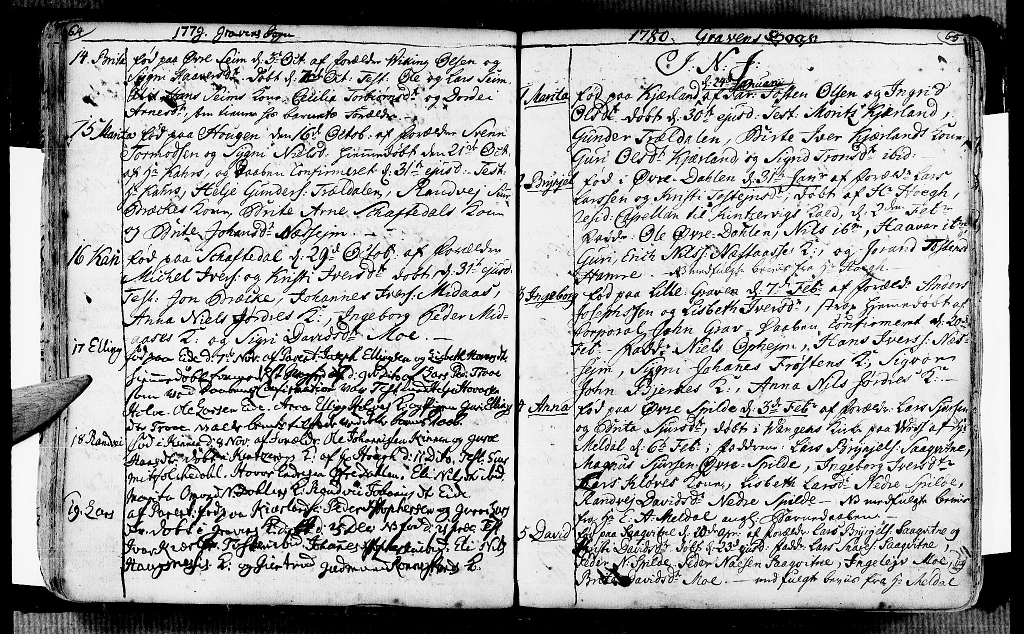 Ulvik sokneprestembete, SAB/A-78801/H/Haa: Parish register (official) no. A 7, 1761-1792, p. 64-65