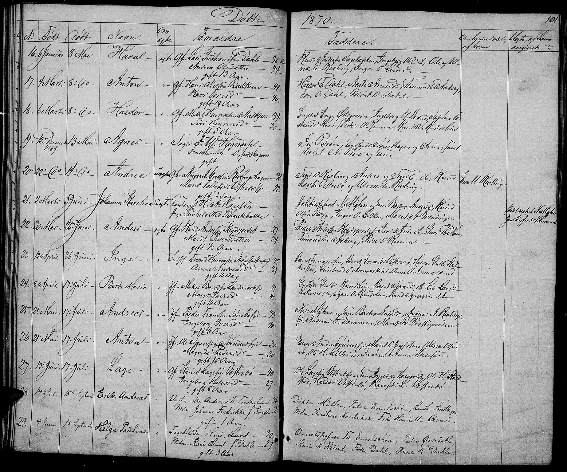 Nord-Aurdal prestekontor, SAH/PREST-132/H/Ha/Hab/L0002: Parish register (copy) no. 2, 1842-1877, p. 101