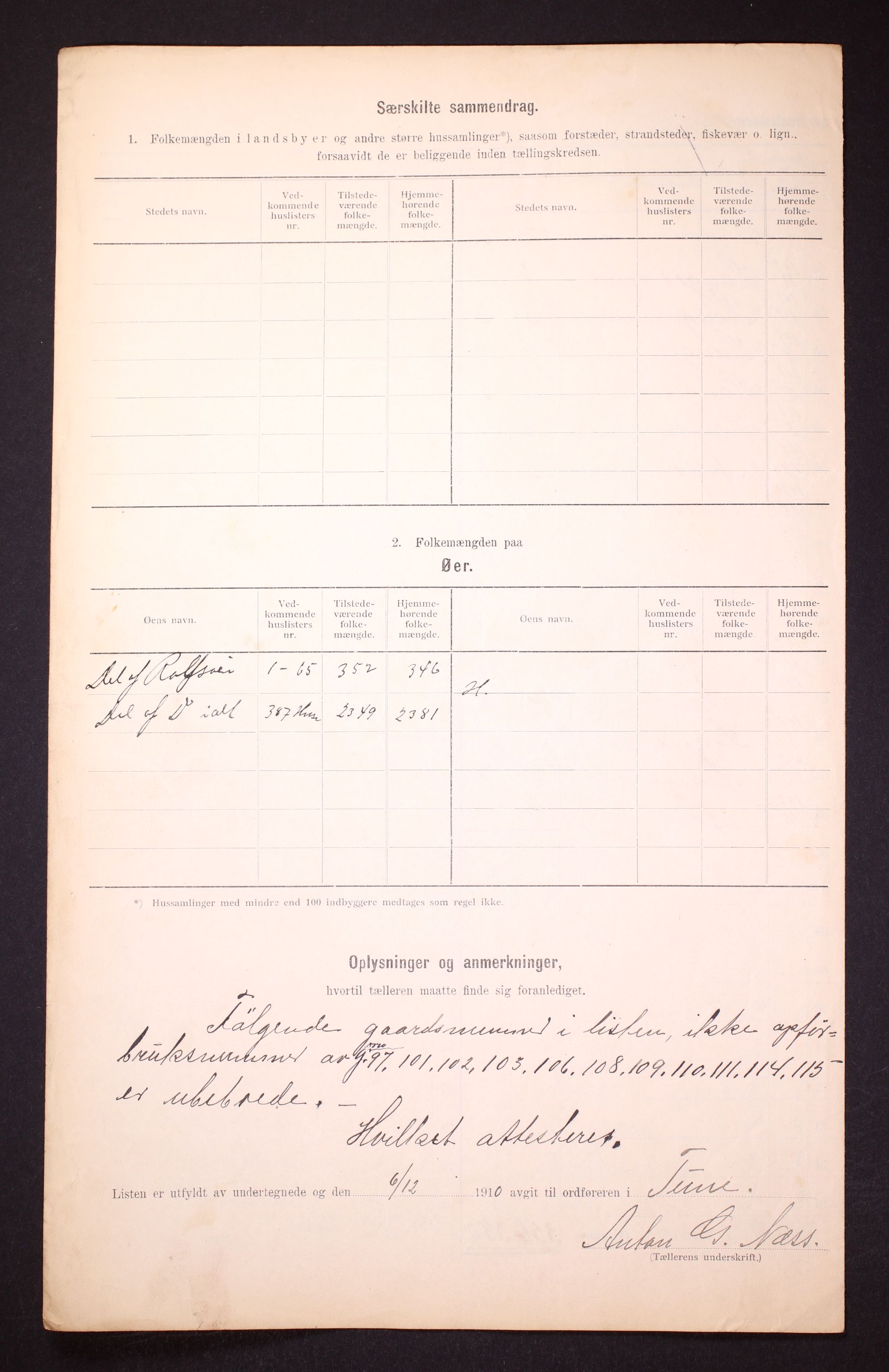 RA, 1910 census for Tune, 1910, p. 73