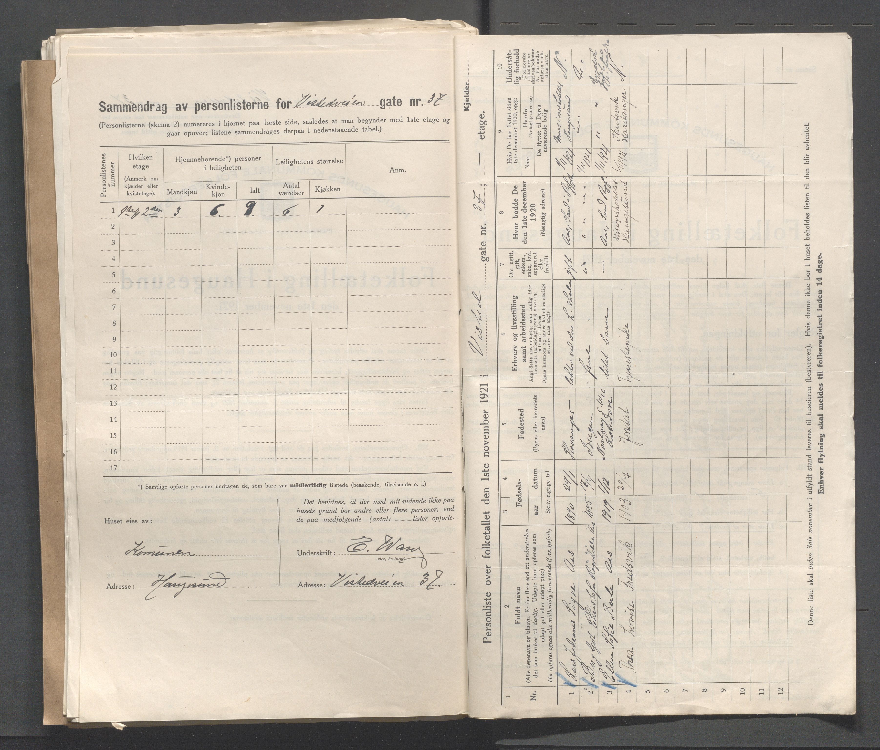 IKAR, Local census 1.11.1921 for Haugesund, 1921, p. 5538