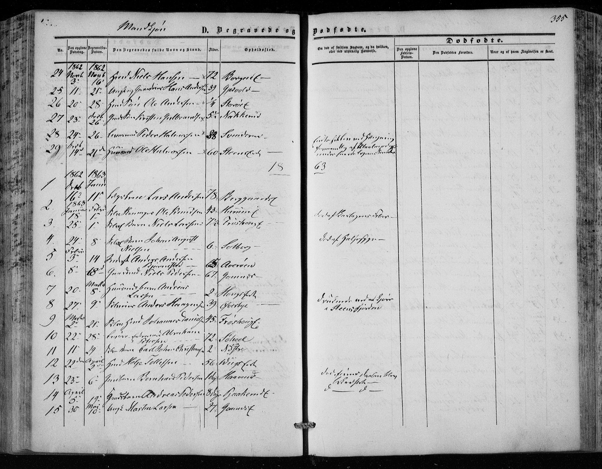 Hole kirkebøker, SAKO/A-228/F/Fa/L0006: Parish register (official) no. I 6, 1852-1872, p. 355